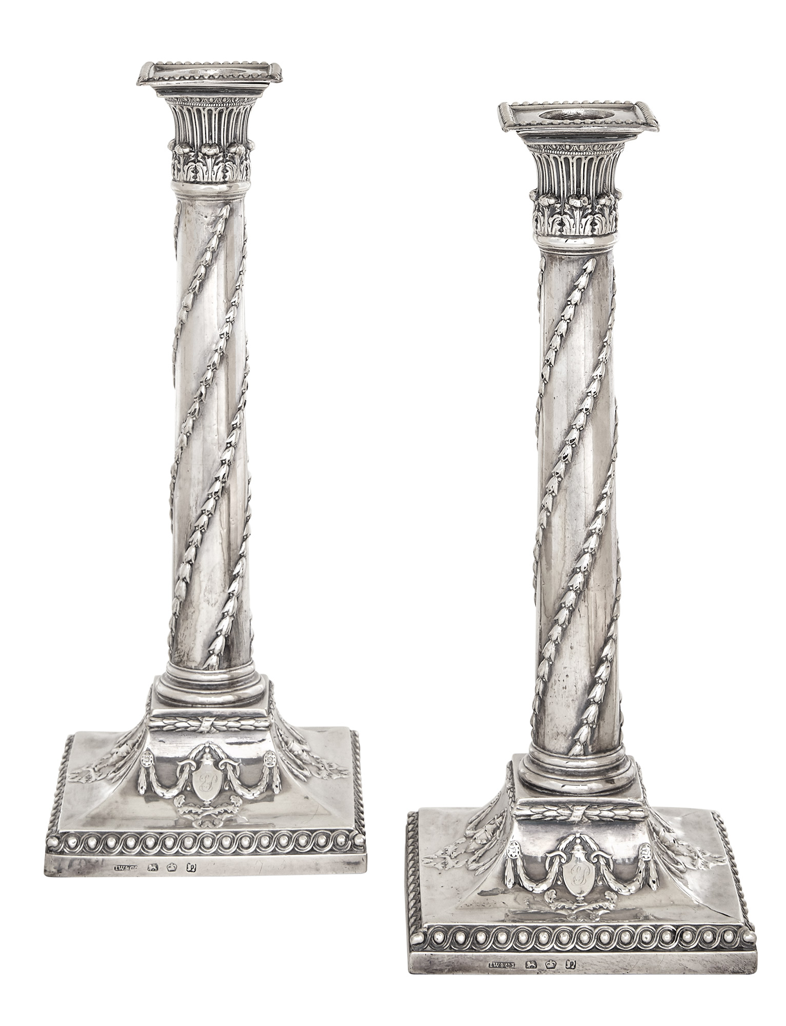 Lot image - Pair of George III Sterling Silver Candlesticks