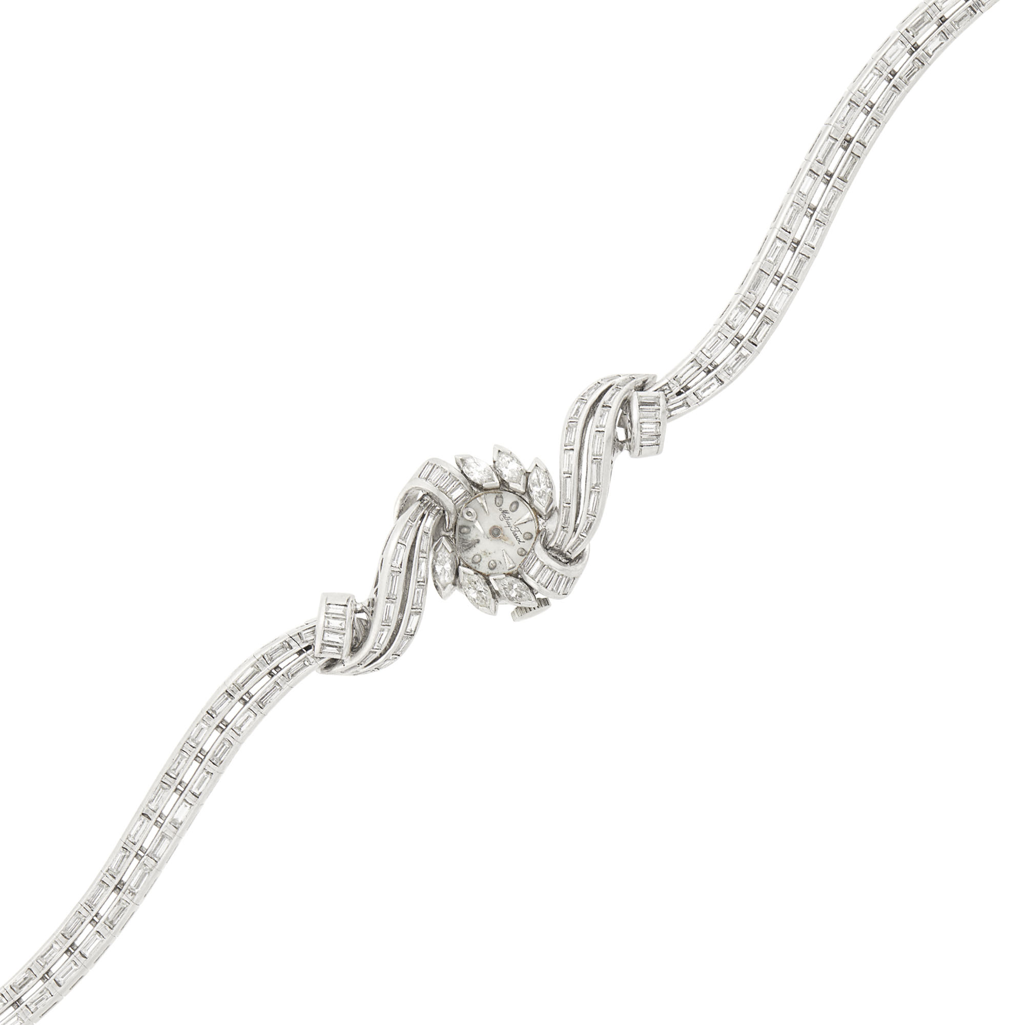 Lot image - Mathey Tissot Platinum and Diamond Wristwatch