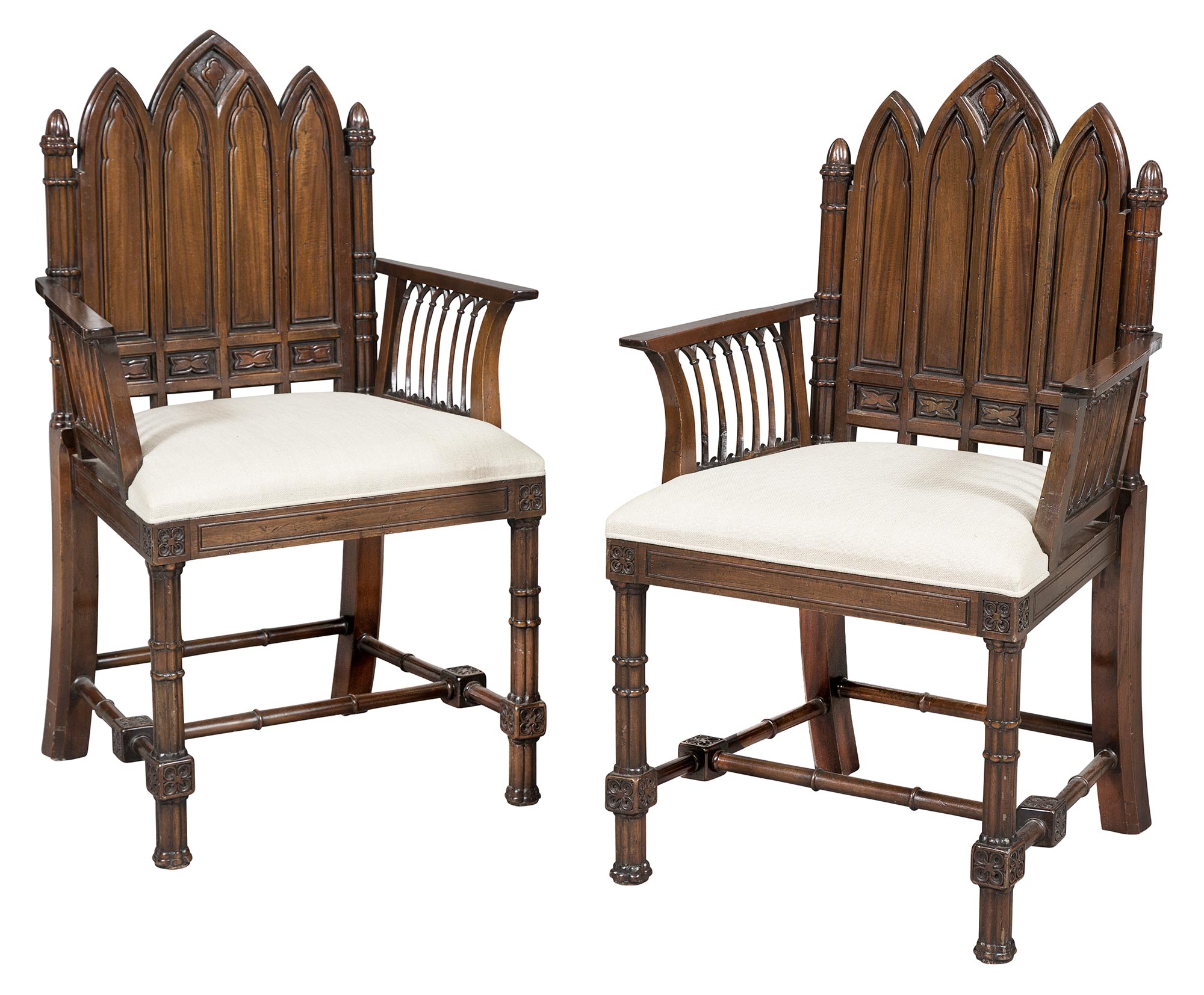 Lot image - Pair of Regency Style Mahogany Armchairs in the style of Gillows