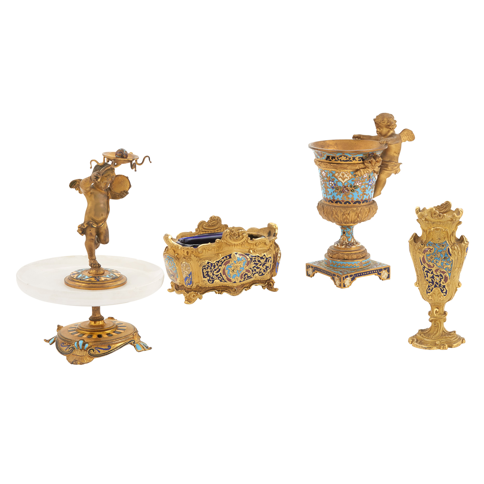 Lot image - Miscellaneous Group of Continental Gilt and Enameled Bronze Small Articles