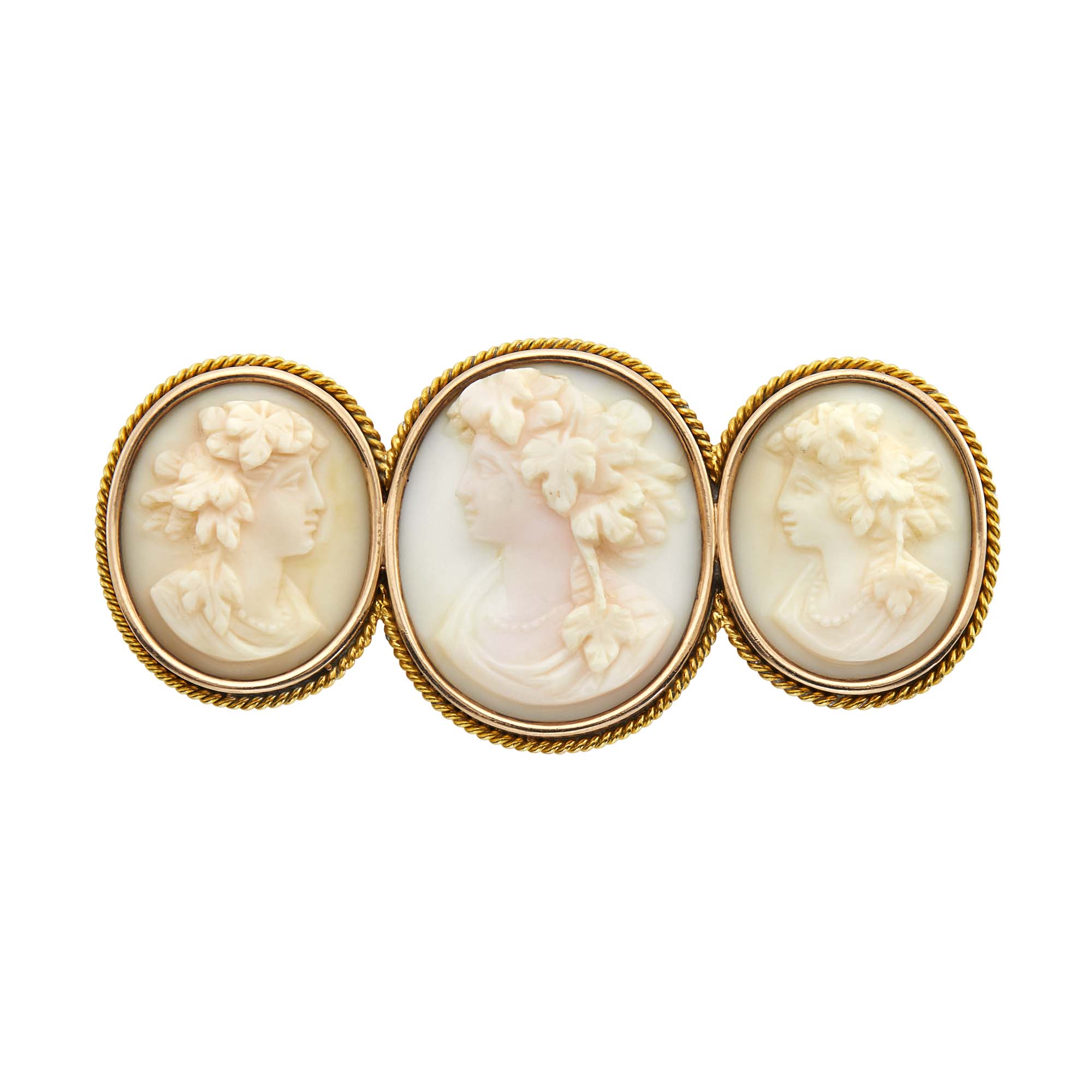 Lot image - Gold-Mounted Shell Triple Cameo