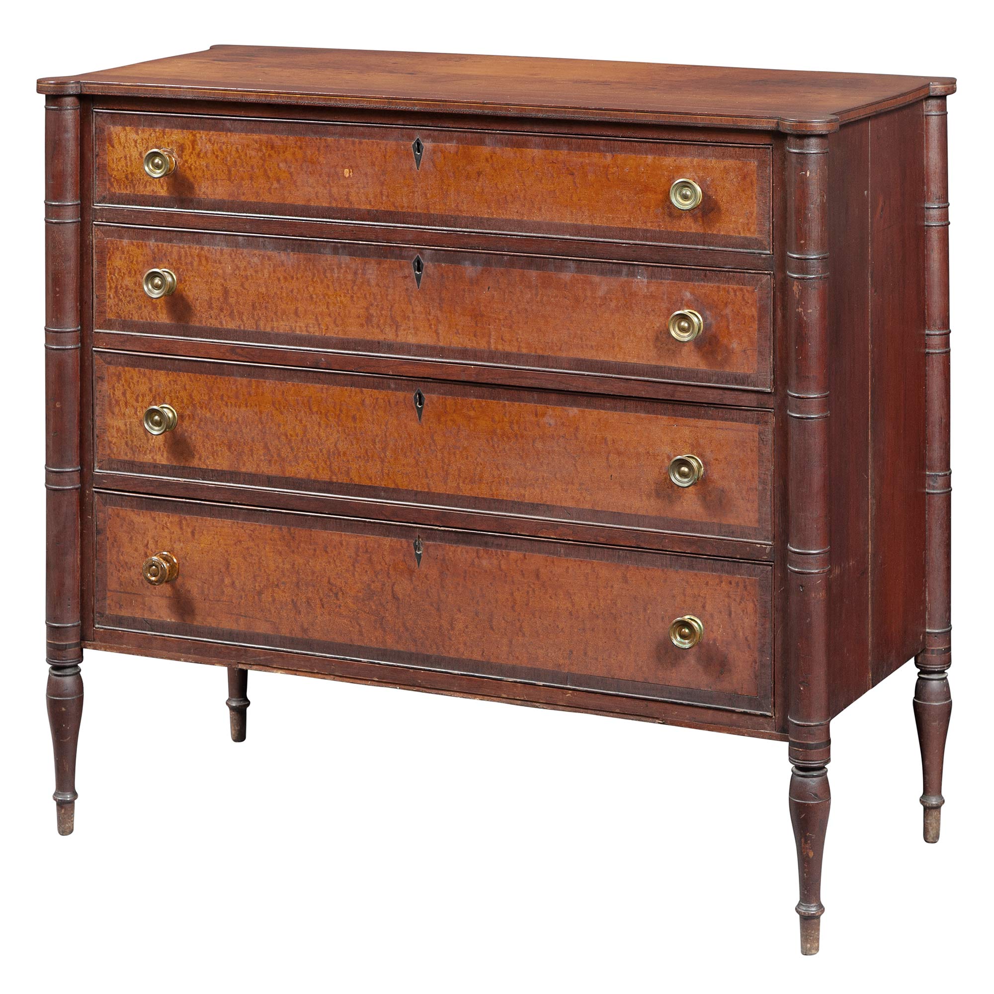 Lot image - Federal Mahogany and Figured Maple Chest of Drawers