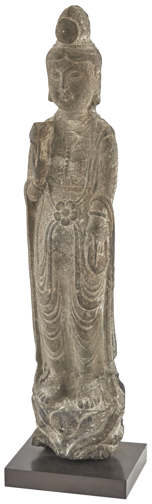 Lot image - A Chinese Stone Figure of Standing Guanyin