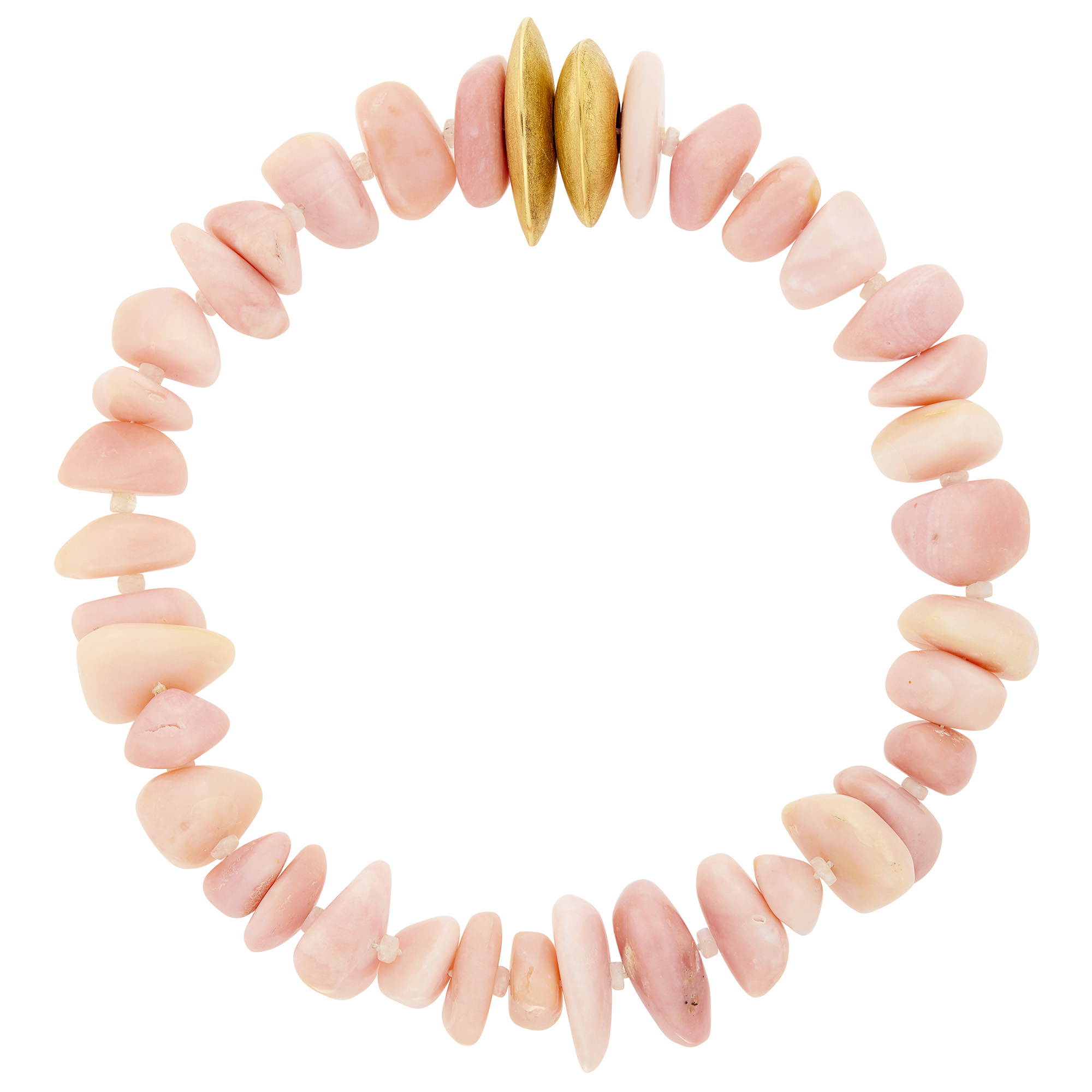 Lot image - By Hella Ganor Rhodochrosite and Moonstone Bead Necklace with Magnetic Gold Clasp