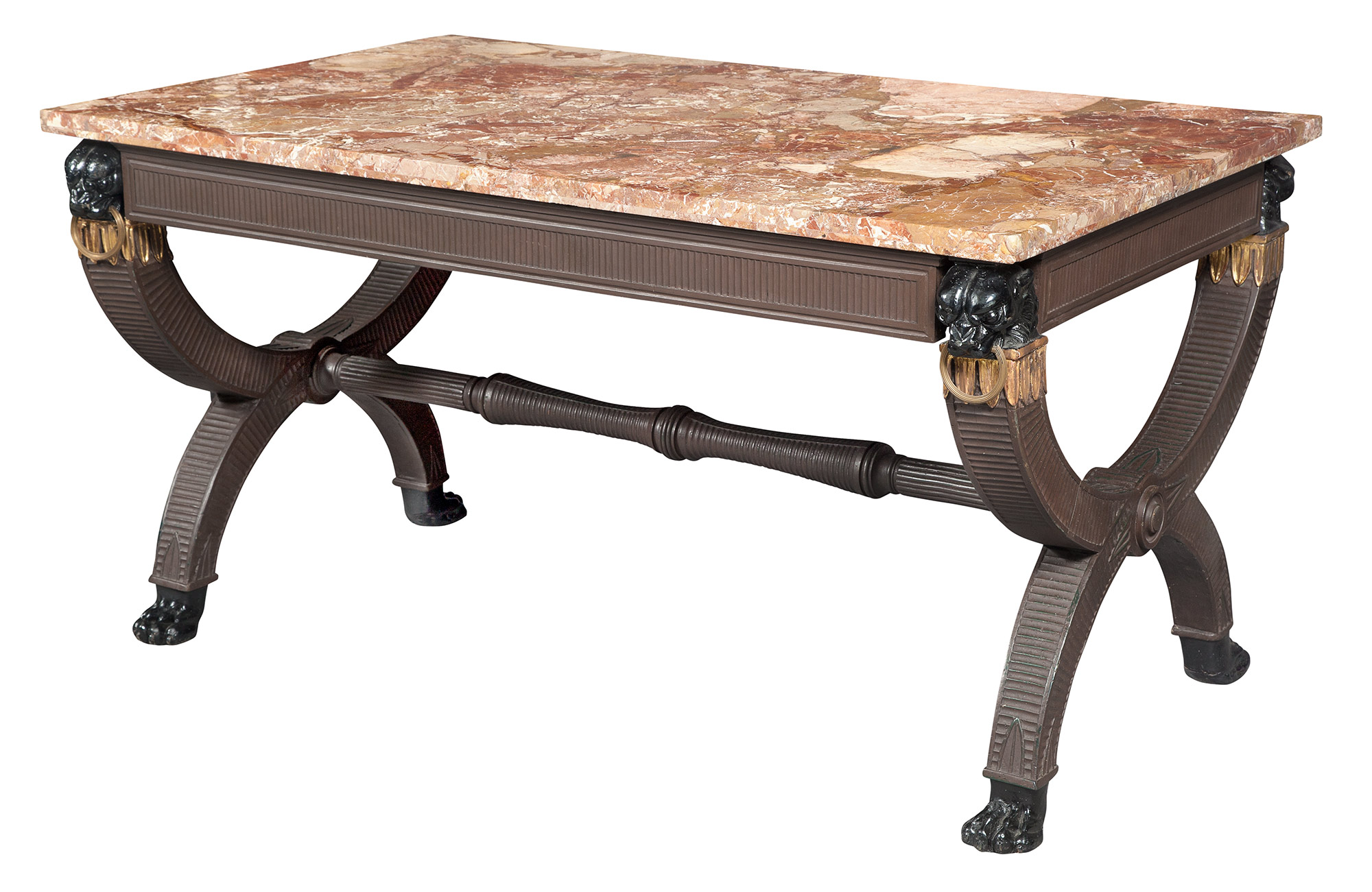 Lot image - Continental Painted and Parcel-Gilt Marble Top Table