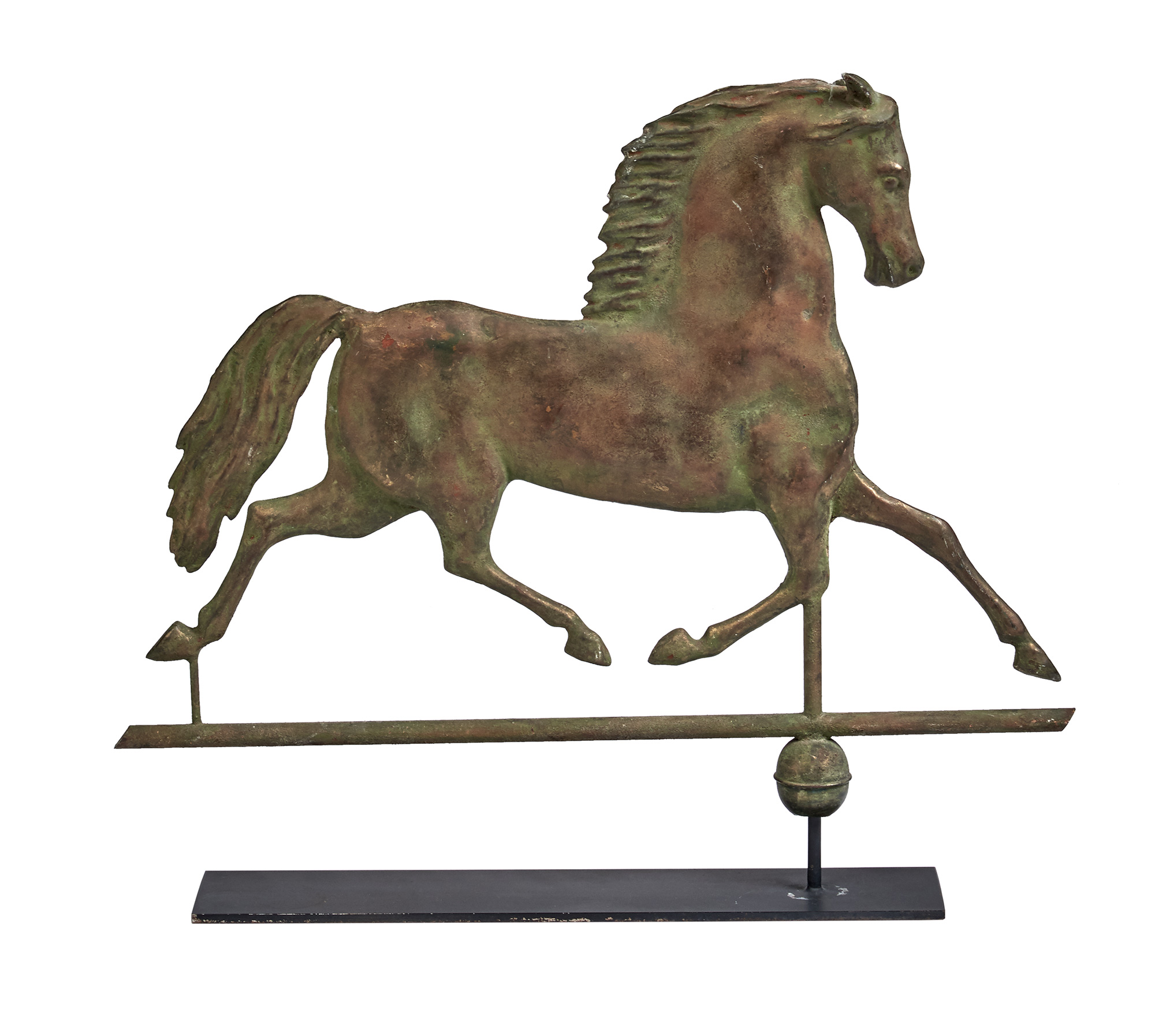Lot image - Copper Black Hawk Running Horse Weathervane