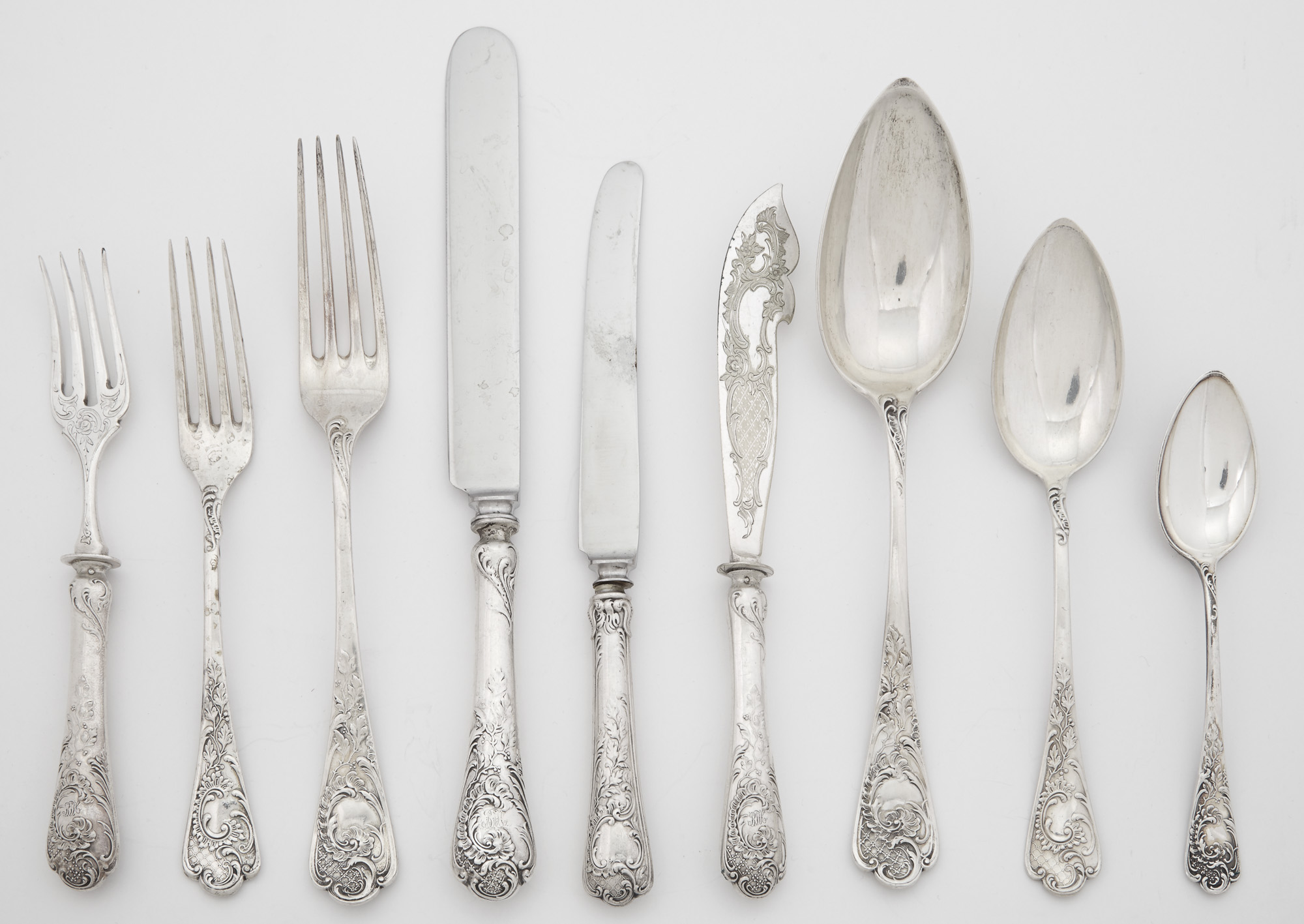 Lot image - German 800 Quality Silver Partial Flatware Service