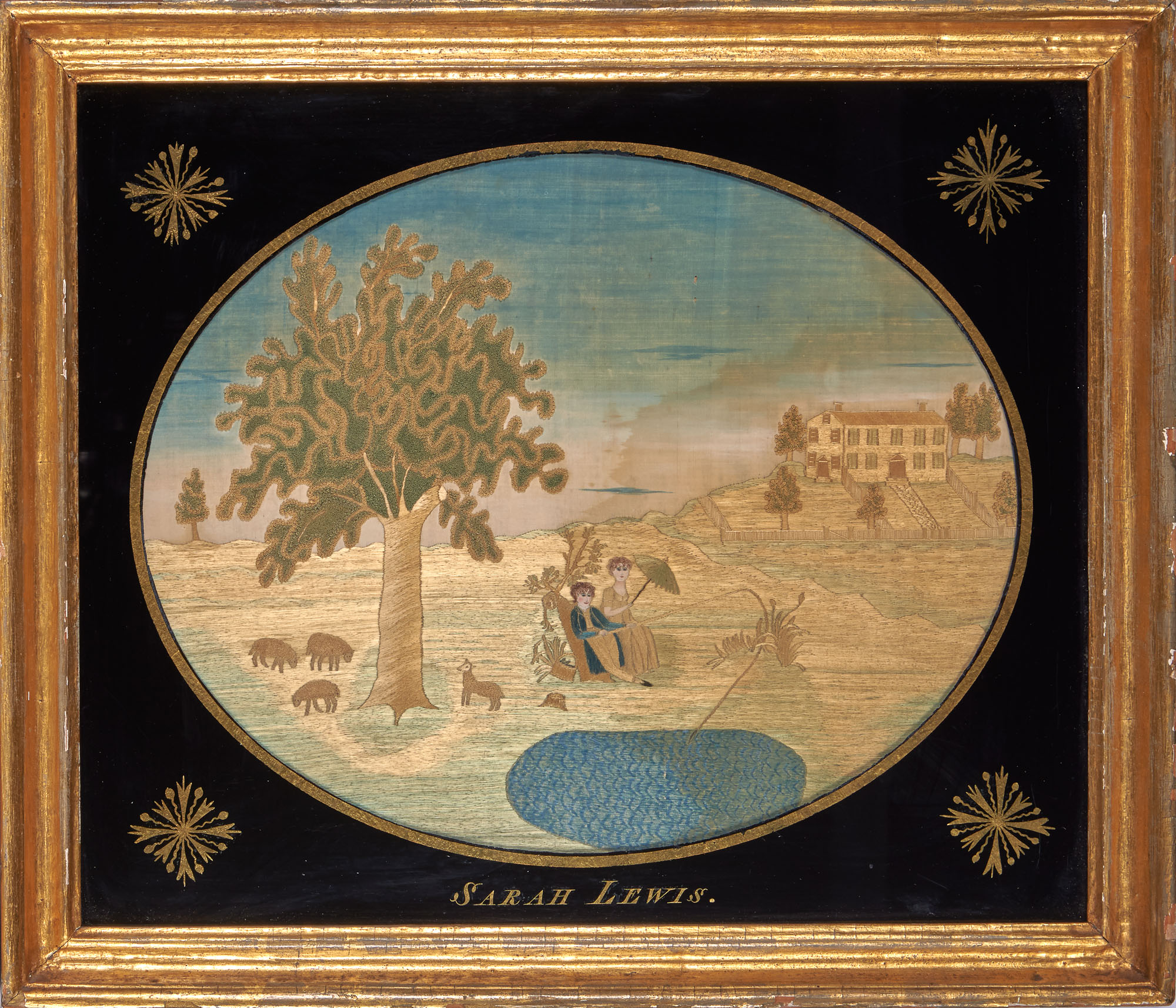 Lot image - Silkwork and Watercolor Picture