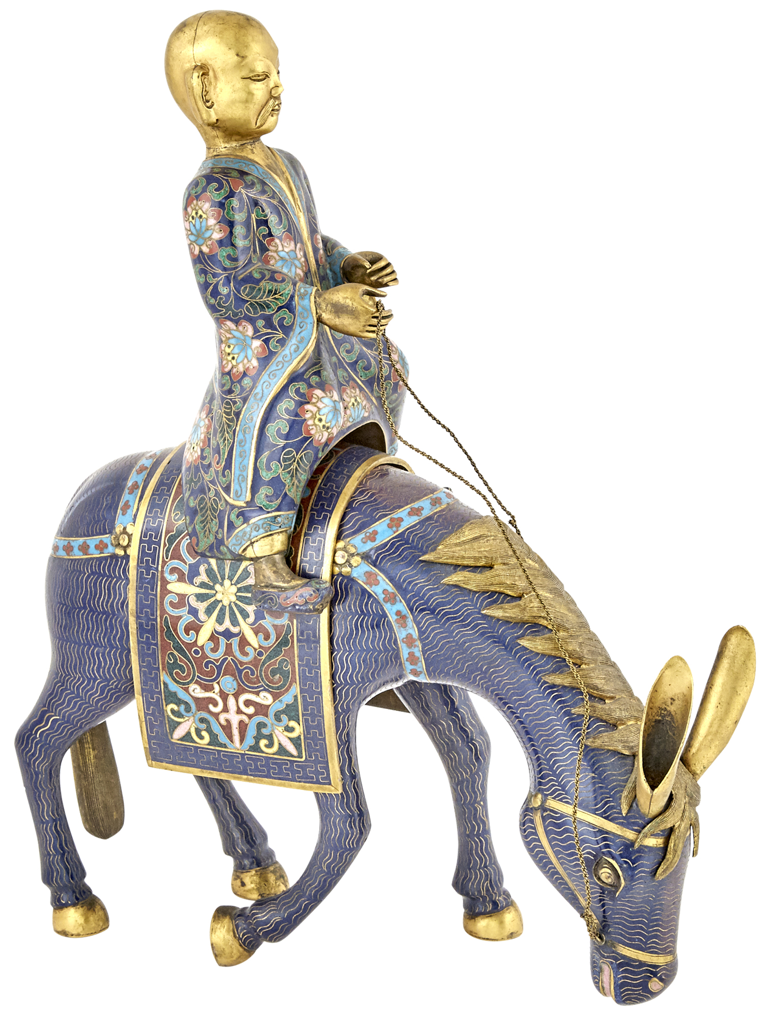 Lot image - A Chinese Cloisonné Enamel Mule and Rider