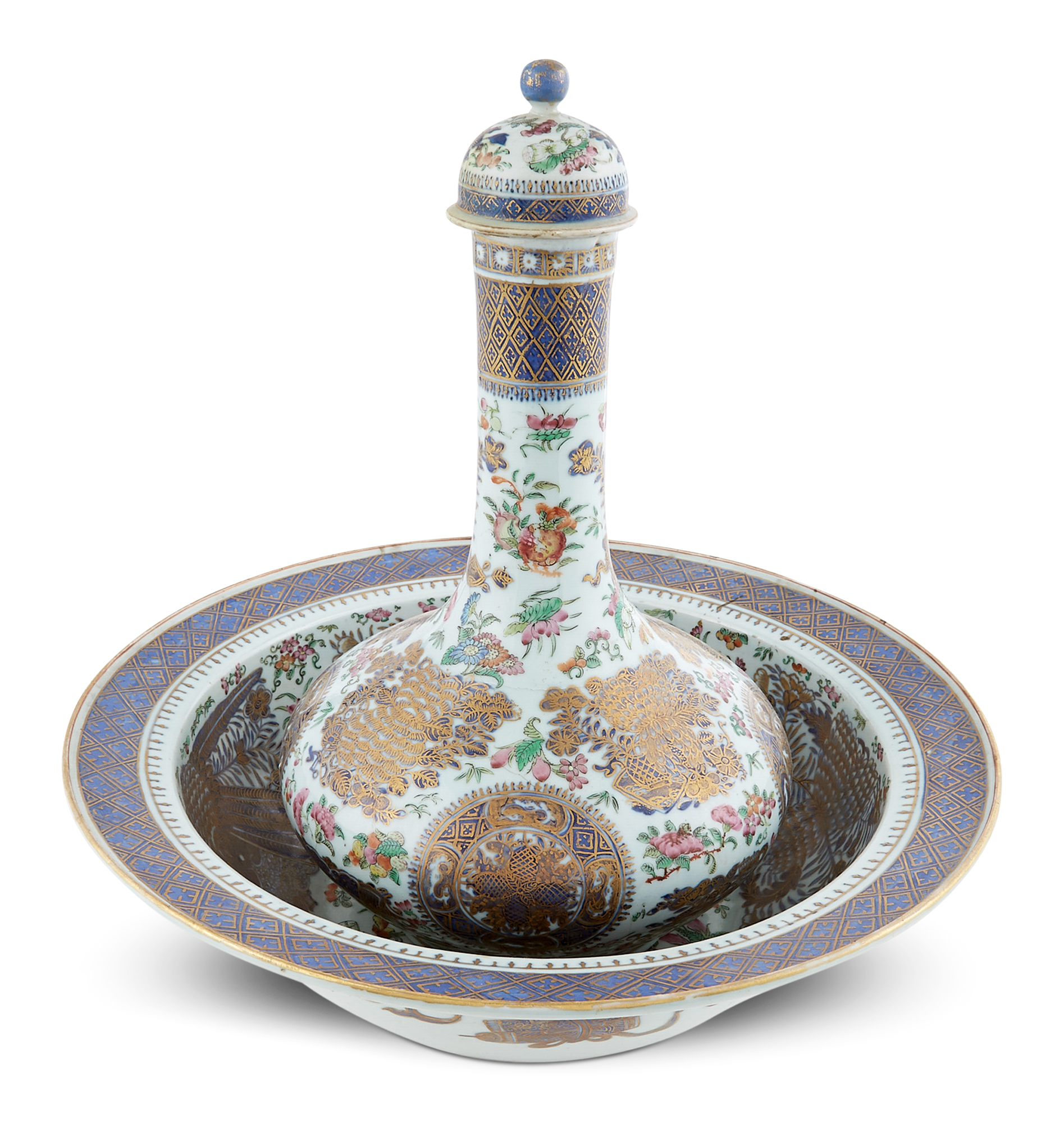 Lot image - A Rare and Unusual Chinese Export Islamic-Style Bottle Vase and Basin