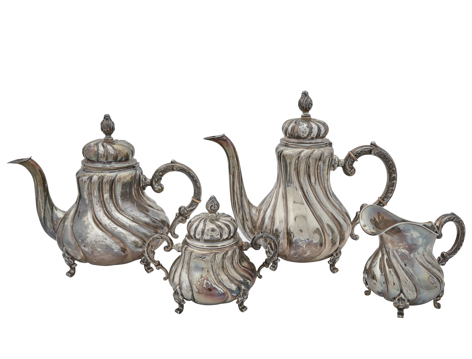 Lot image - German Sterling Silver Three-Piece Tea and Coffee Service