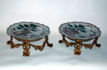 Lot image - Pair of Gilt-Bronze Mounted Chinese Export Porcelain Plates
