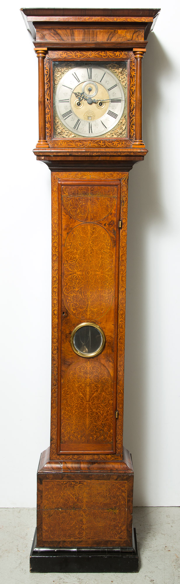 Lot image - William III Walnut and Part-Ebonized Seaweed Marquetry Longcase Clock