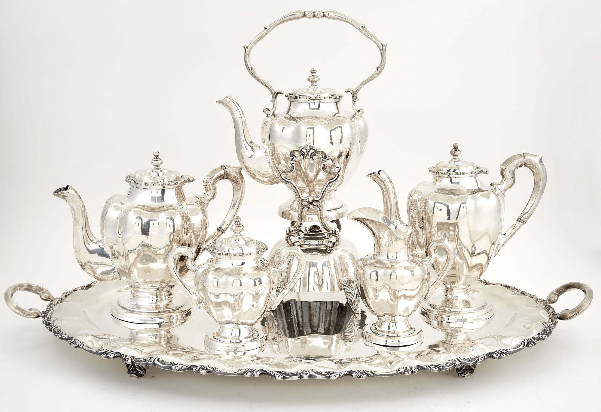 Lot image - Mexican Sterling Silver Six-Piece Tea and Coffee Service