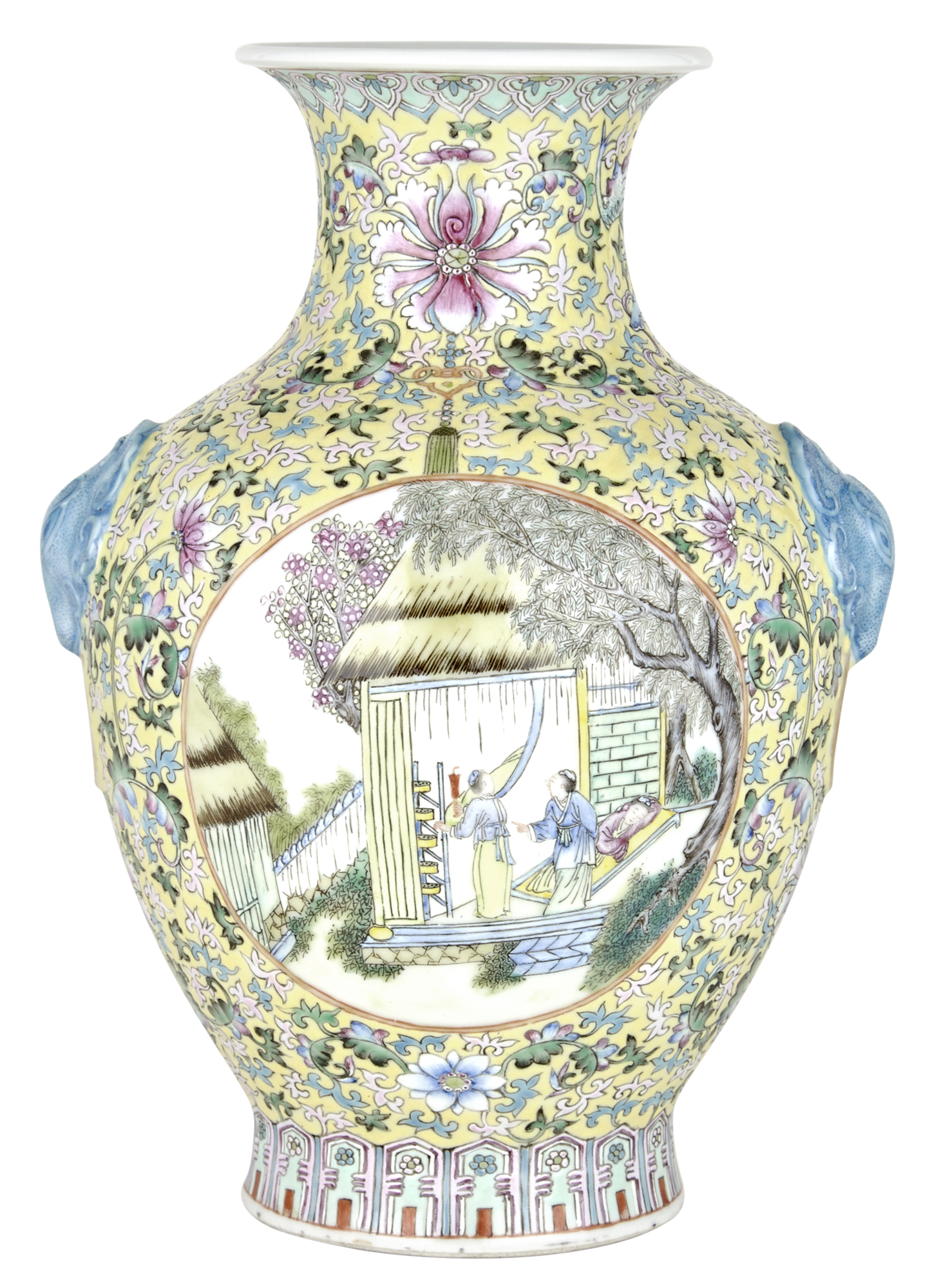 Lot image - Chinese Famille Rose Glazed Porcelain Vase