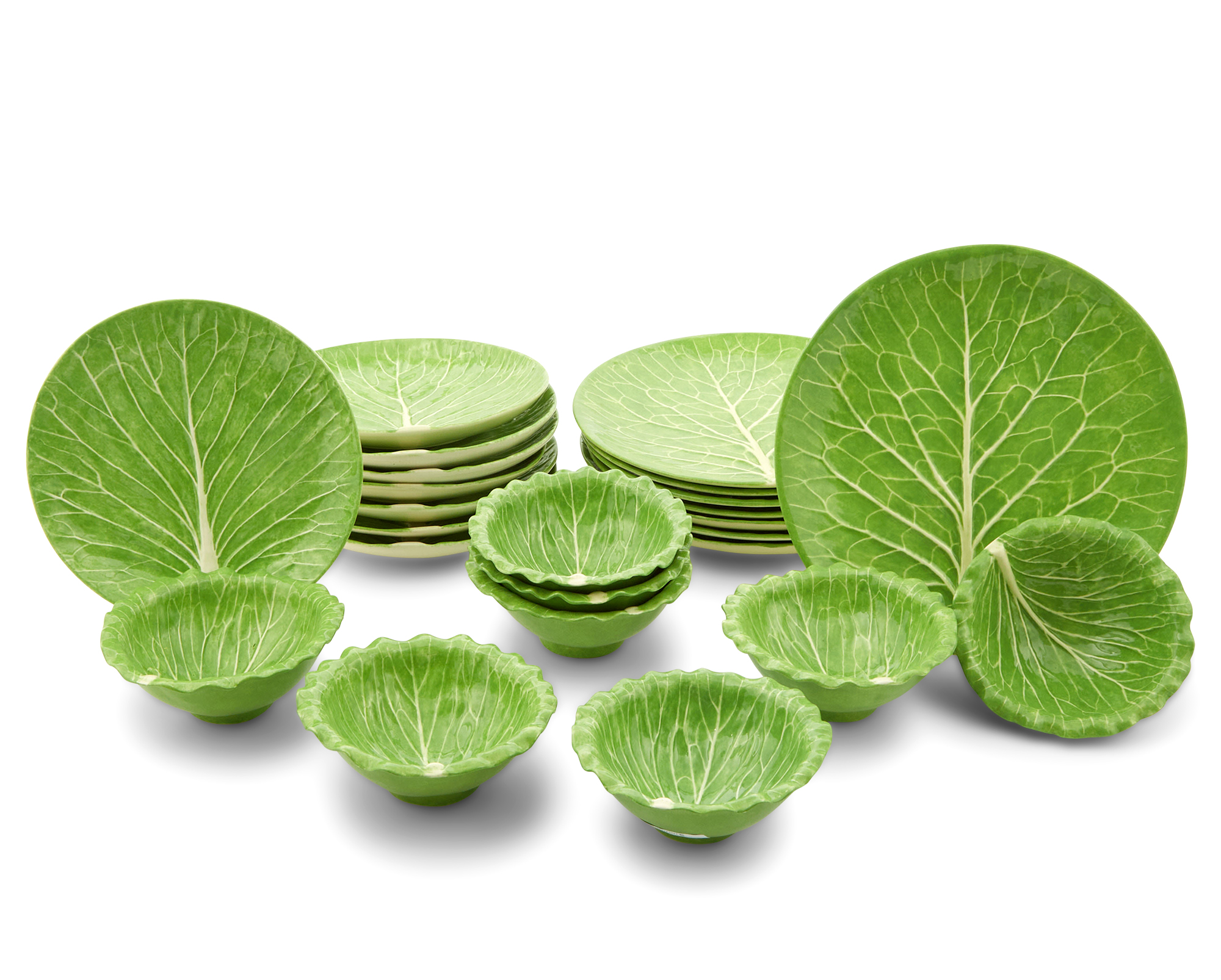 Lot image - Dodie Thayer Glazed Ceramic Lettuce Ware Part Dinner Service