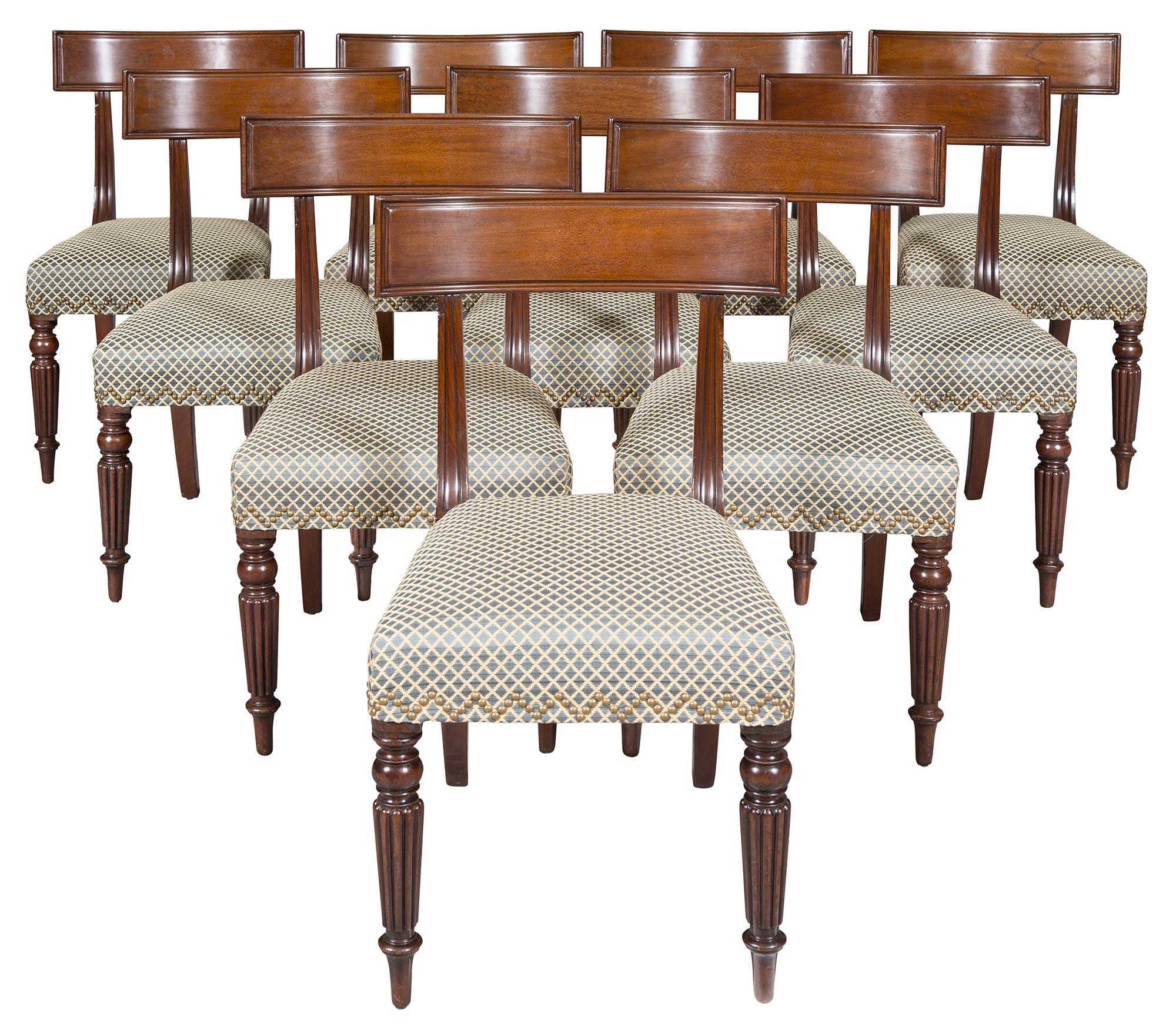 Lot image - Set of Ten Regency Mahogany Dining Chairs in the manner of Gillows