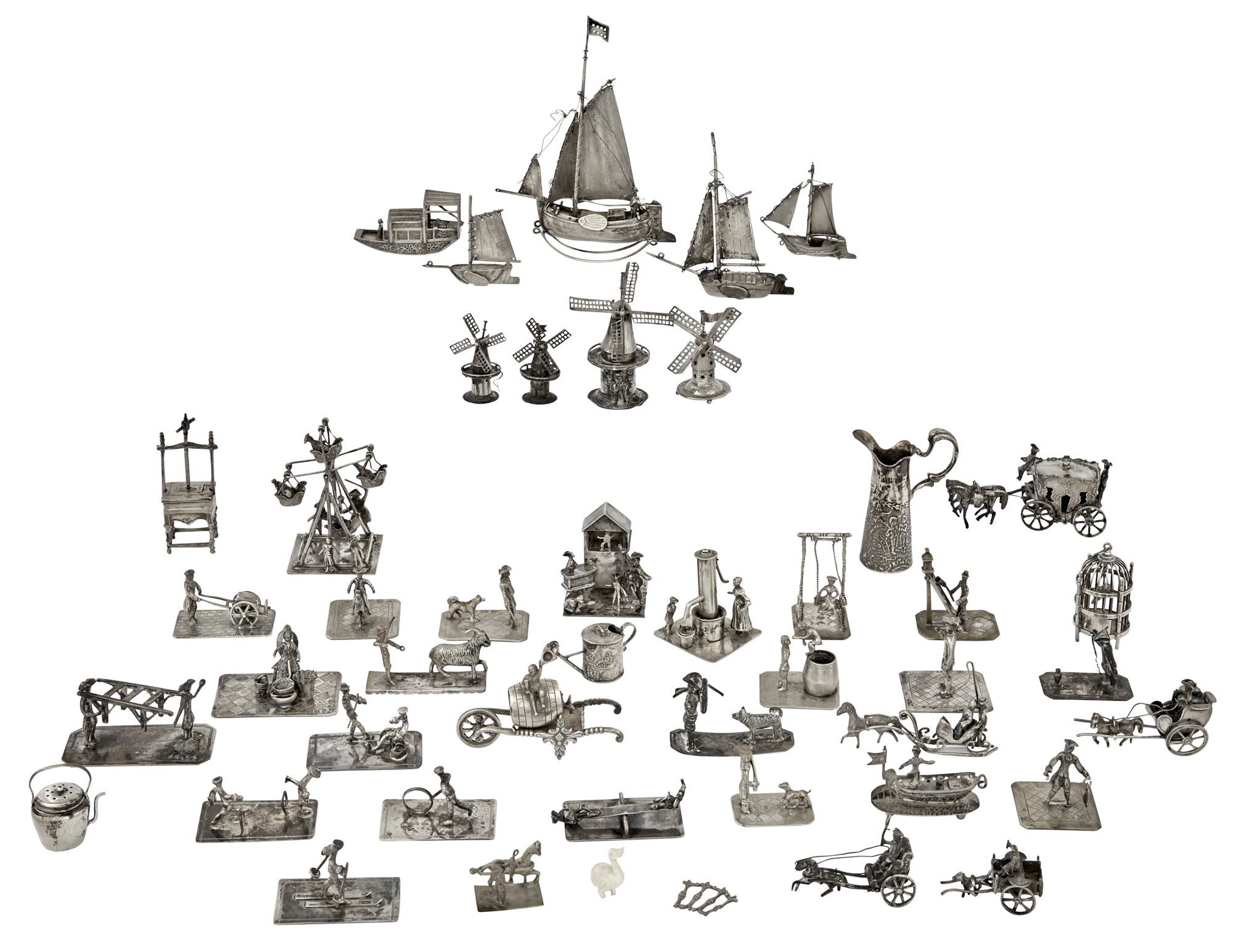 Lot image - Group of Silver Miniature Articles