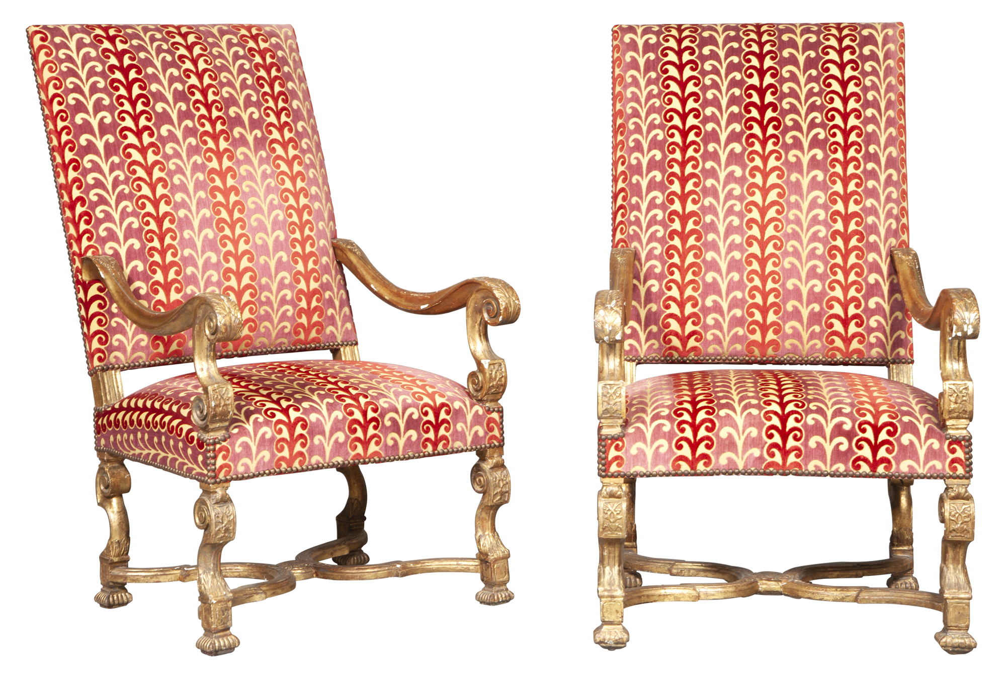 Lot image - Pair of Louis XIV Giltwood Fauteuils à la Reine