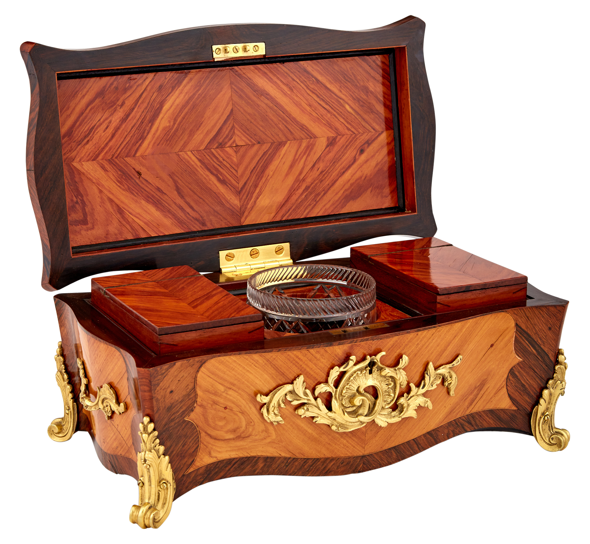 Lot image - Louis XV Style Gilt Bronze Mounted Tulipwood Tea Caddy