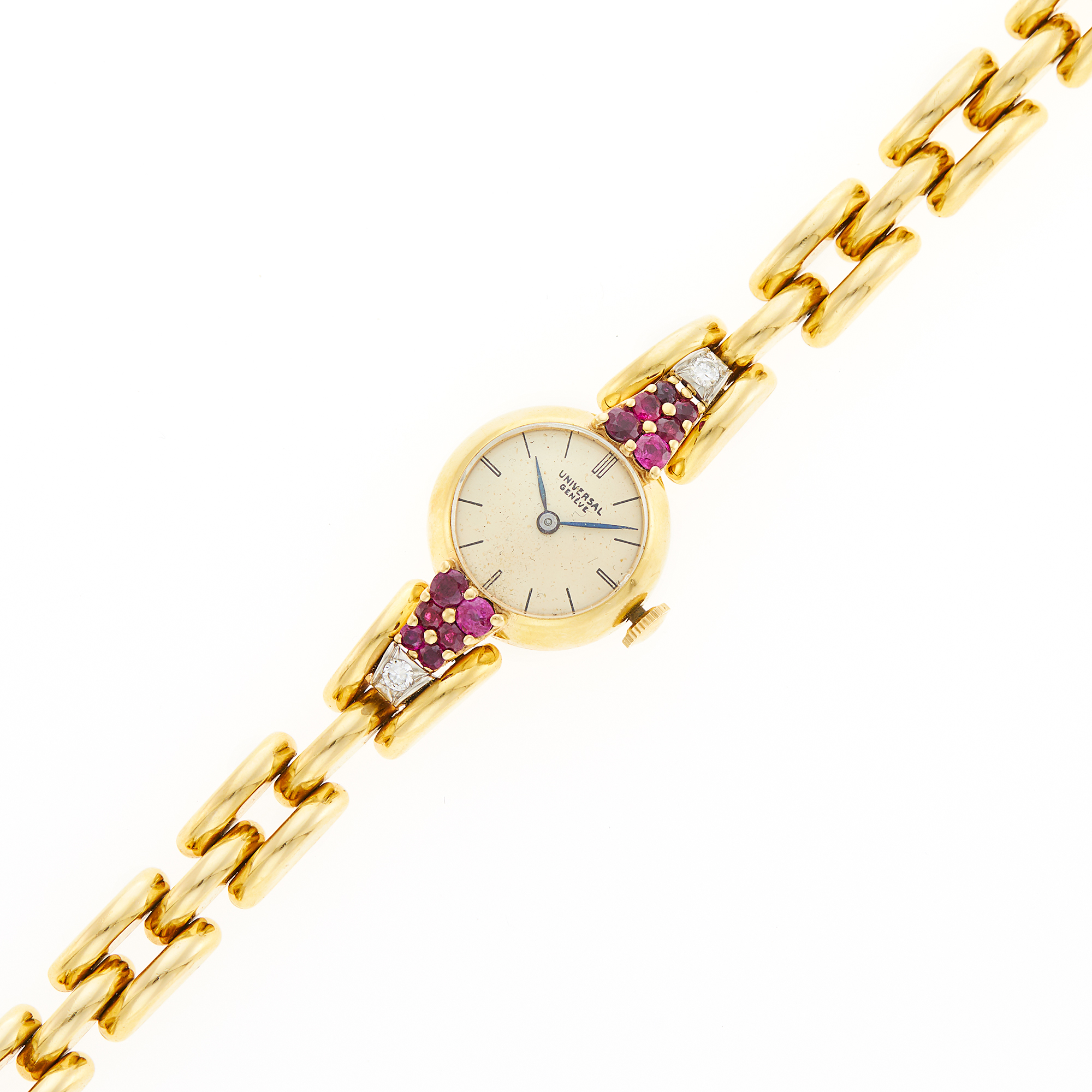 Lot image - Universal Geneve Gold, Ruby and Diamond Wristwatch