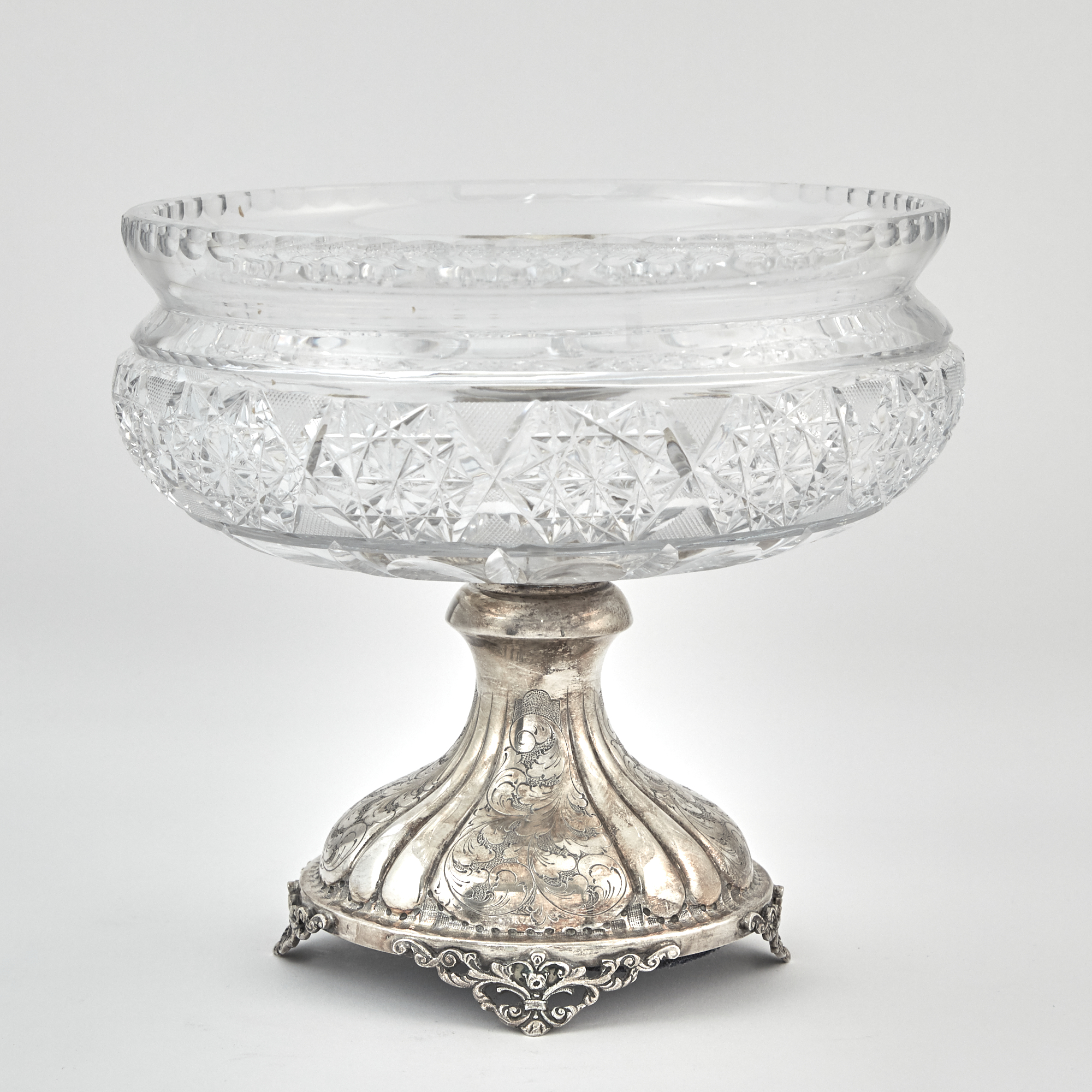 Lot image - Italian Silver and Cut Glass Centerpiece Bowl