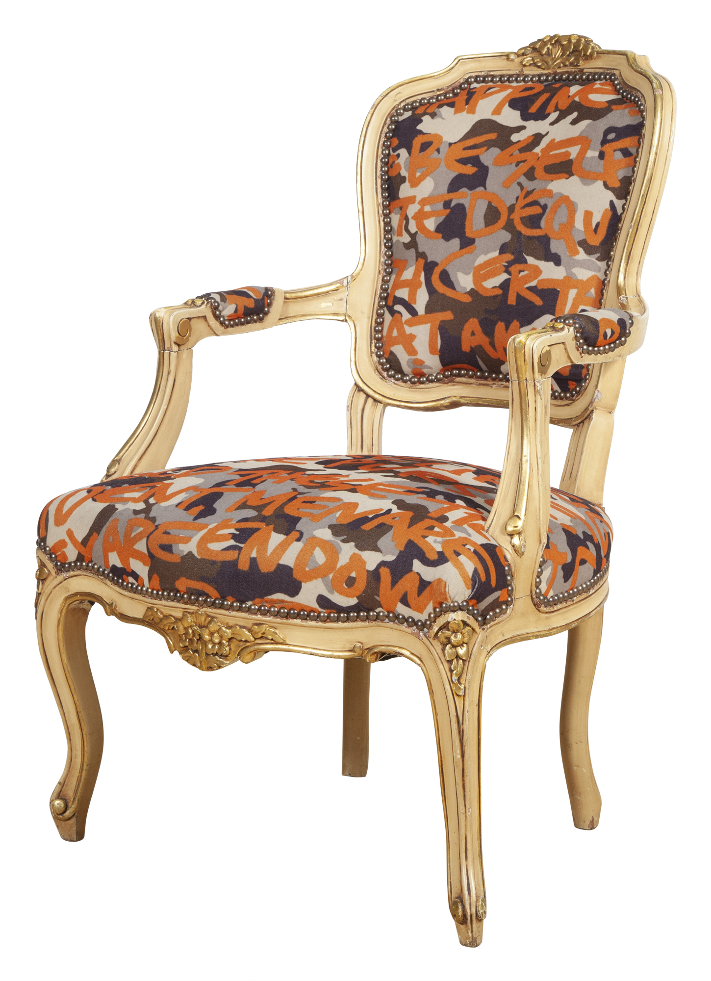 Lot image - Louis XV Style Painted and Parcel Gilt Fauteuil