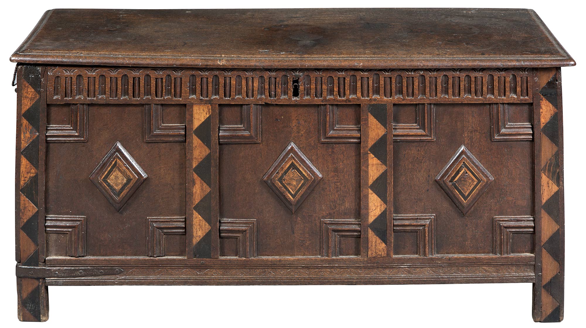 Lot image - Carolean Laudian Panelled Oak Chest