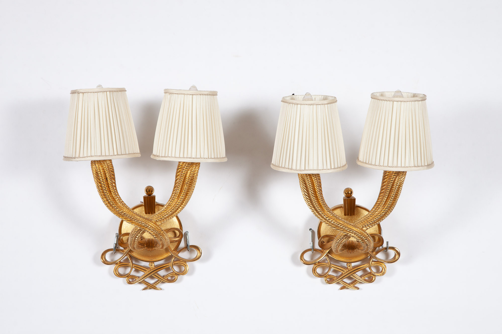 Lot image - Pair of Jules and Andre Leleu Gilt-Bronze Double Torsade