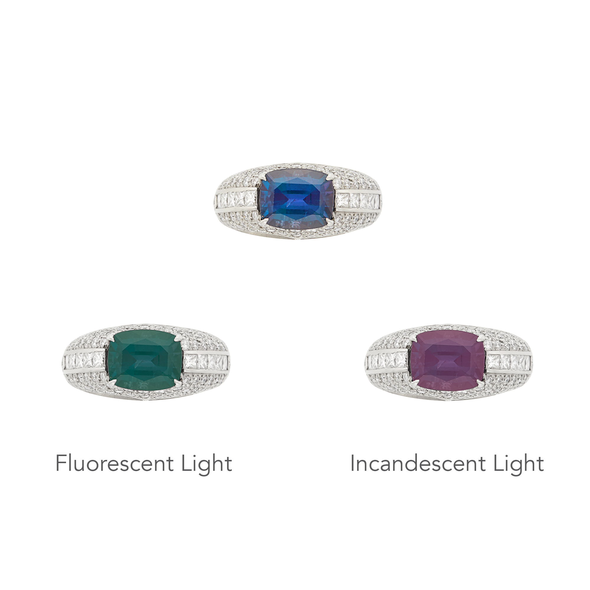 Lot image - Platinum, Alexandrite and Diamond Ring