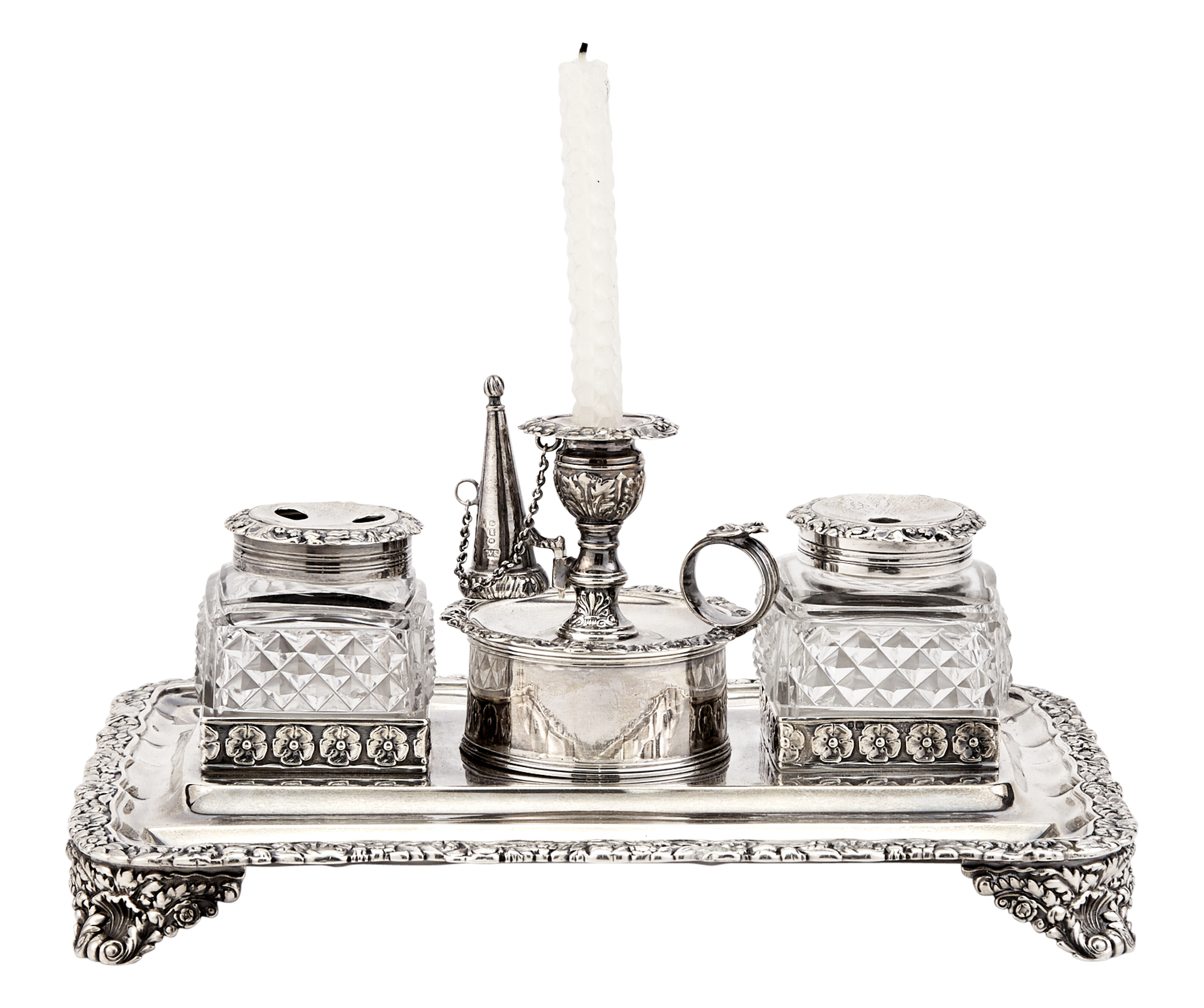 Lot image - George III Sterling Silver Inkstand