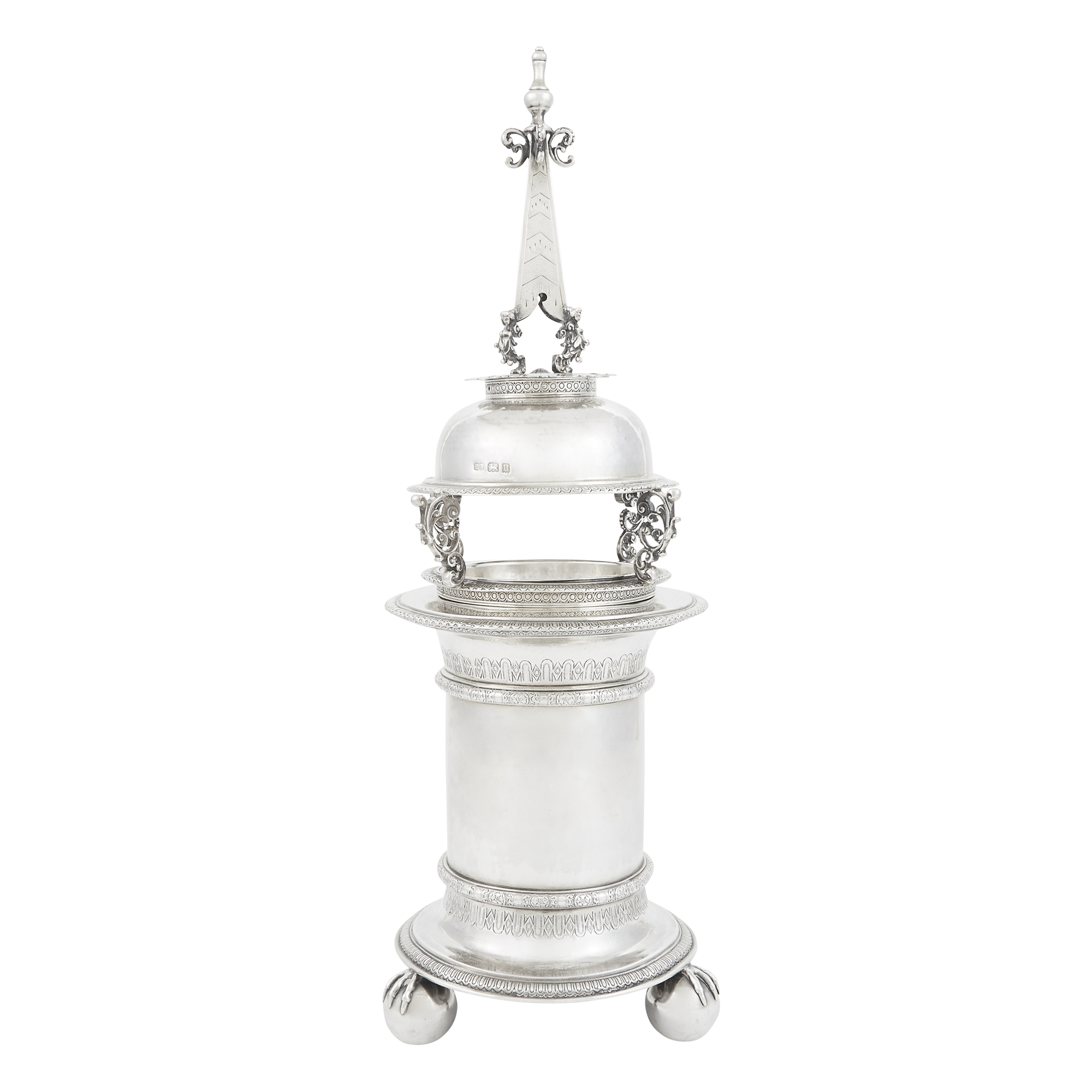 Lot image - English Sterling Silver Jacobean Style Standing Salt Cellar