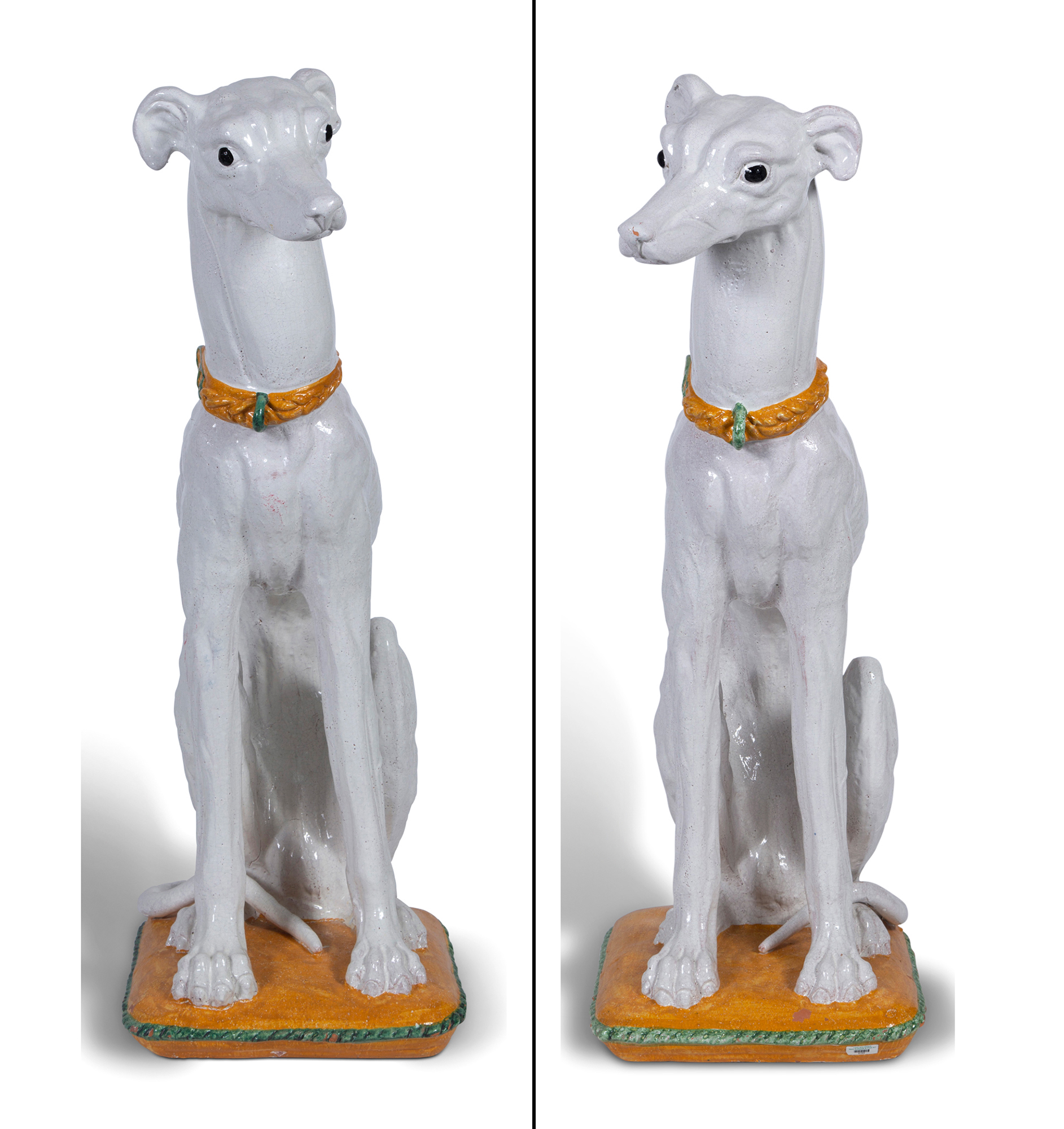 Lot image - Pair of Italian Majolica Whippets