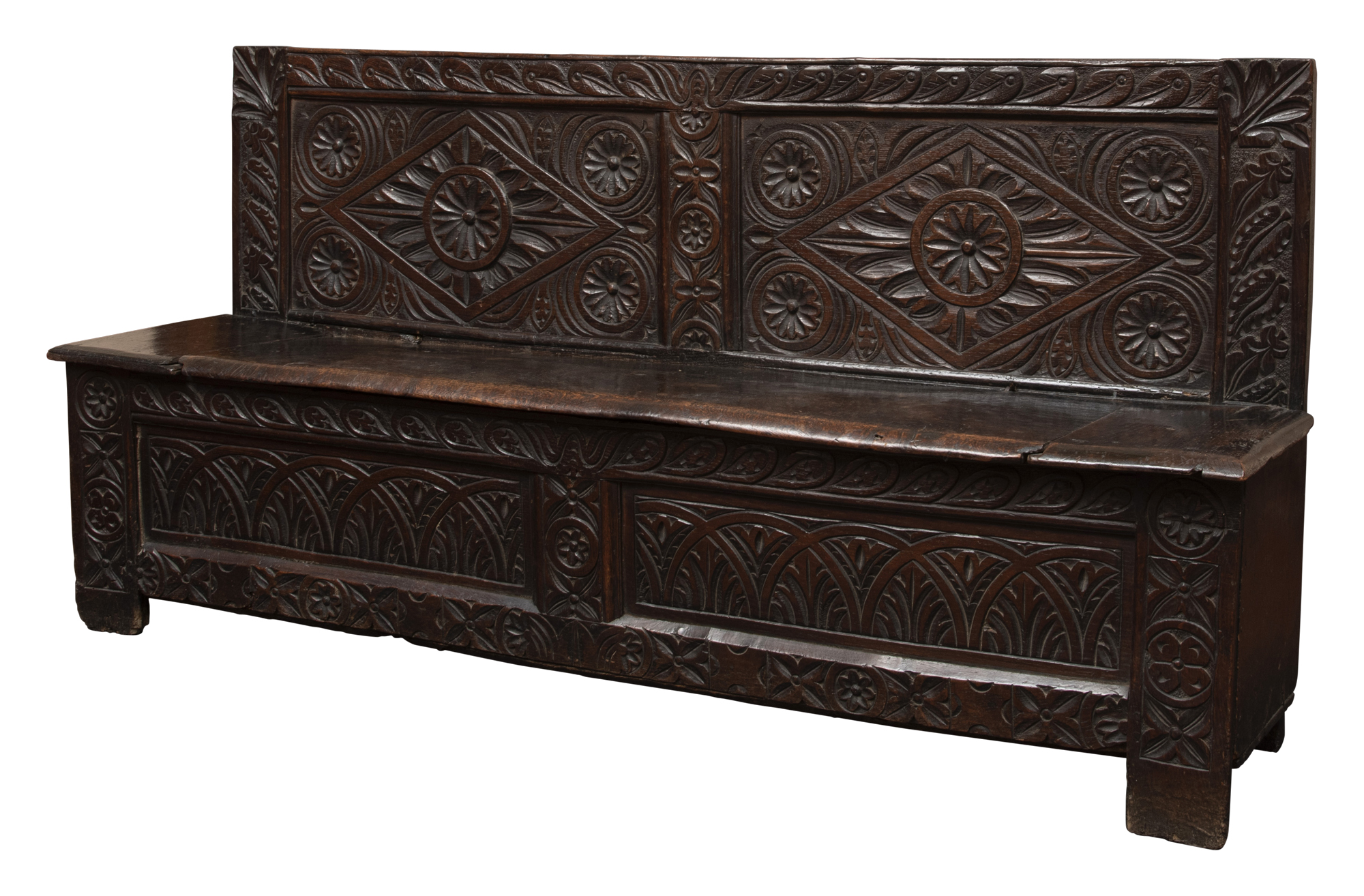 Lot image - Northern European Baroque Style Diminutive Oak Bench