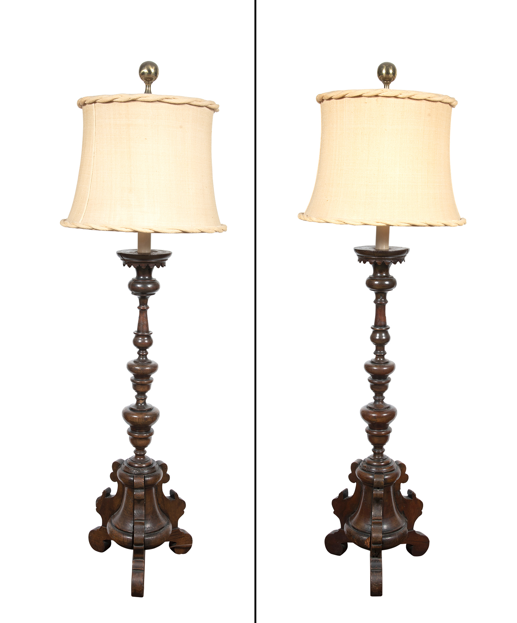 Lot image - Pair of Baroque Style Walnut Torchères