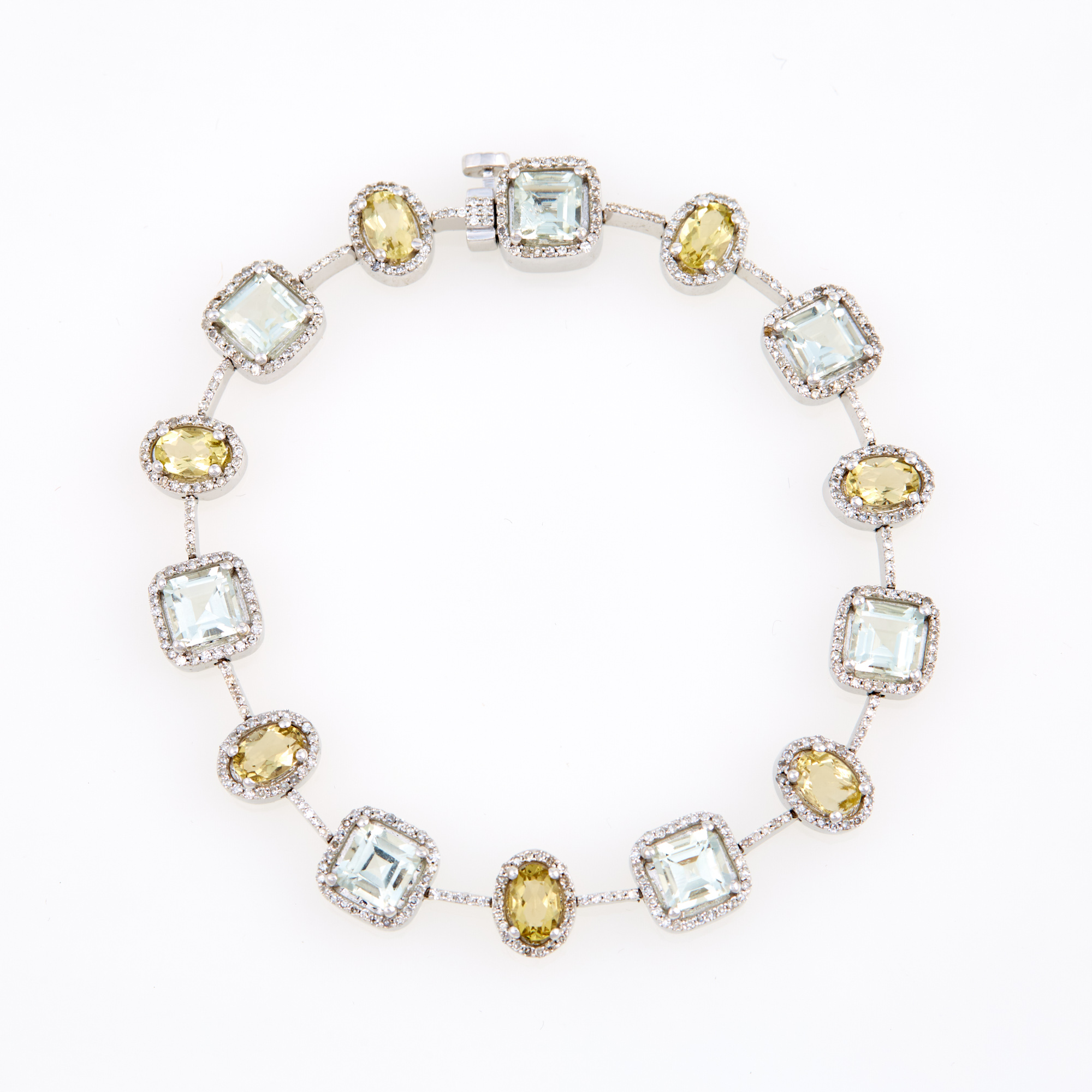 Lot image - Diamond and Stone Flexible Bracelet, 424 diamonds about 1.25 cts., 14K 11 dwt. all