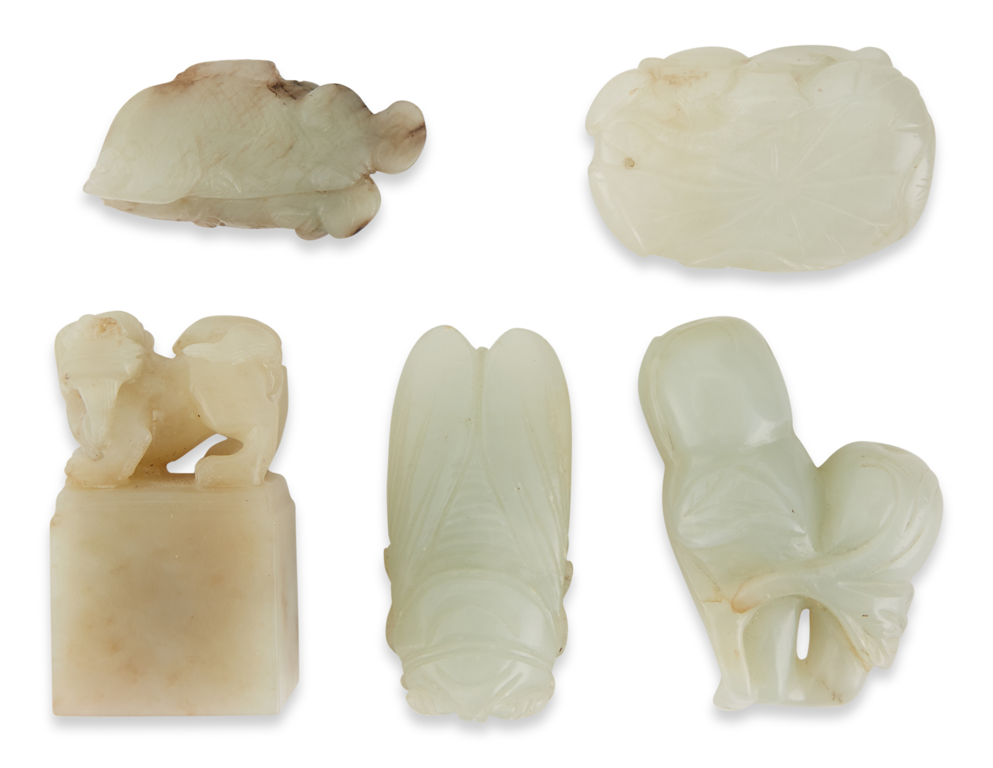 Lot image - Five Chinese Jade Carvings