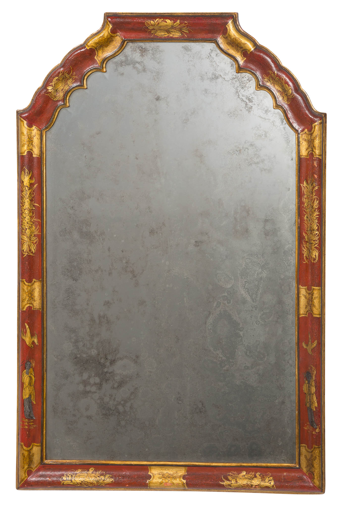 Lot image - George I Red-Japanned and Parcel-Gilt Mirror