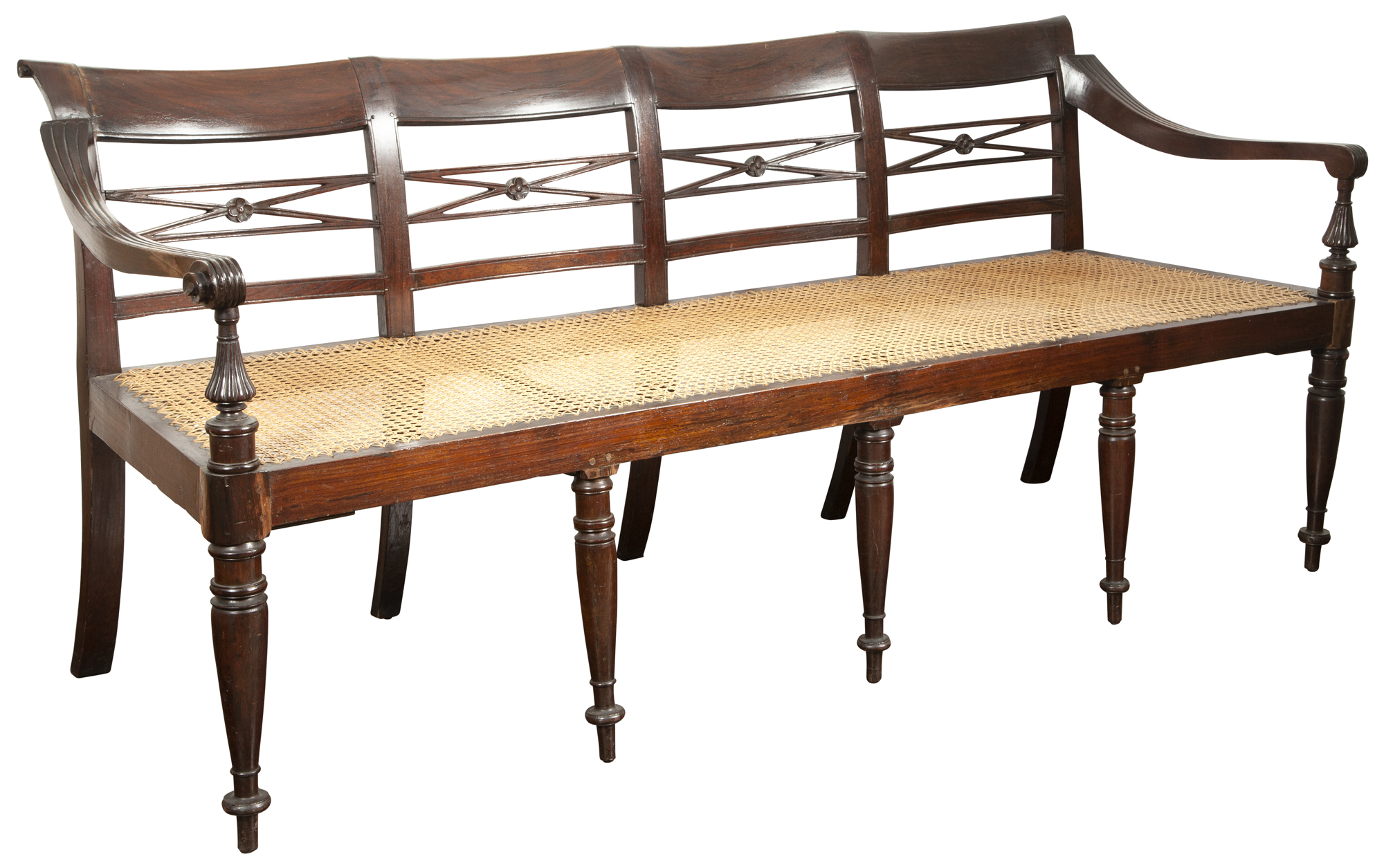 Lot image - Anglo-Indian Hardwood and Caned Settee
