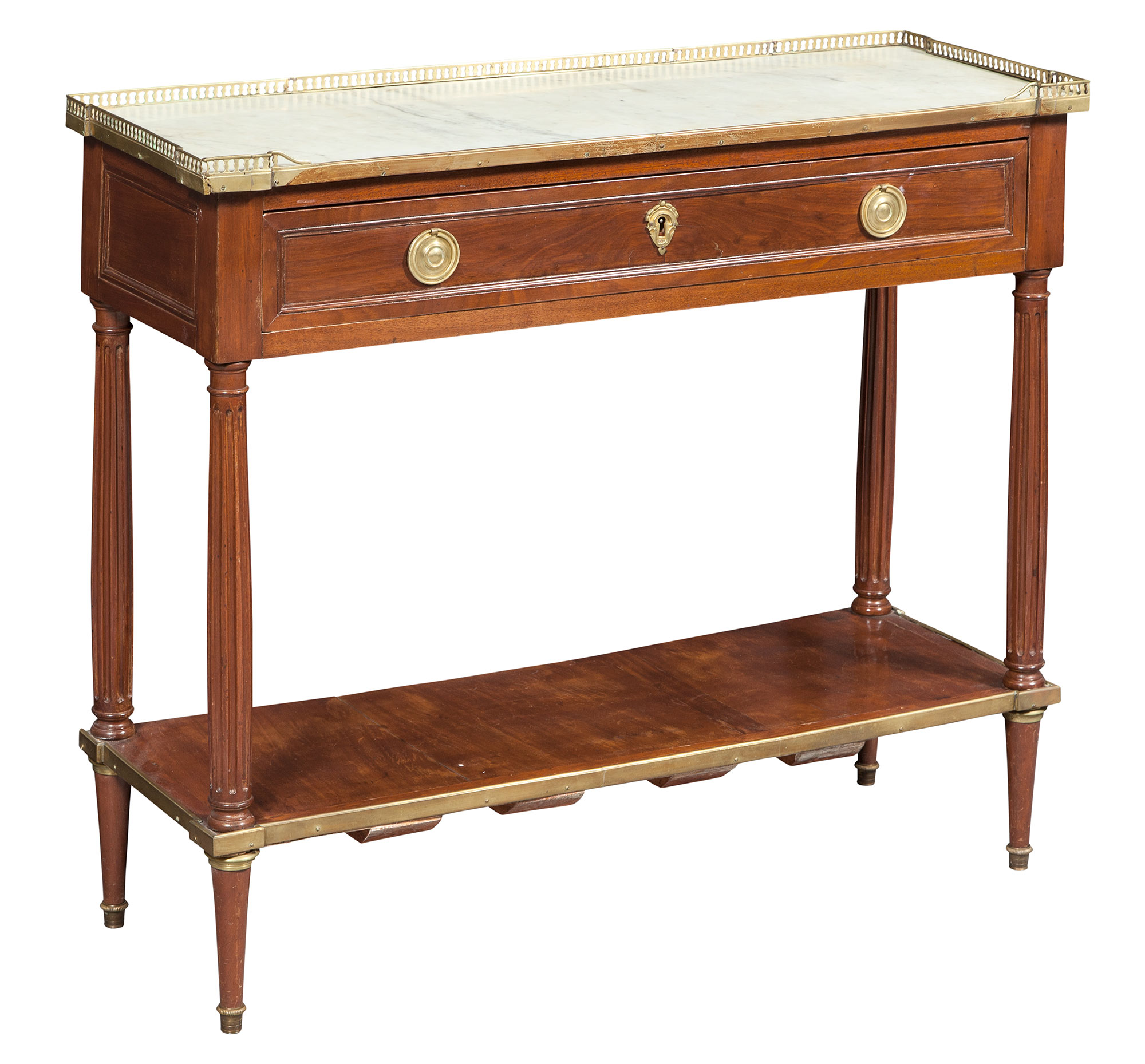 Lot image - Louis XVI Gilt-Brass-Mounted Mahogany Console Desserte