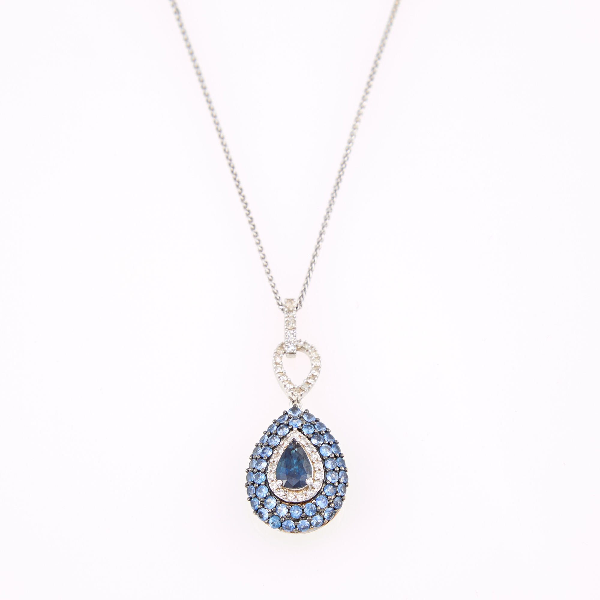 Lot image - Diamond and Stone Pendant, 35 diamonds and Gold Neck Chain, 18K 1 dwt. and 14K 2 dwt. all
