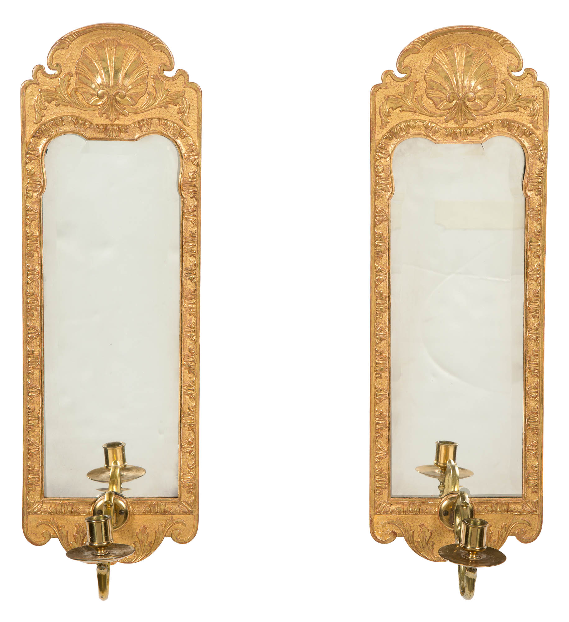 Lot image - Pair of George I Style Gilt-Gesso Girandoles