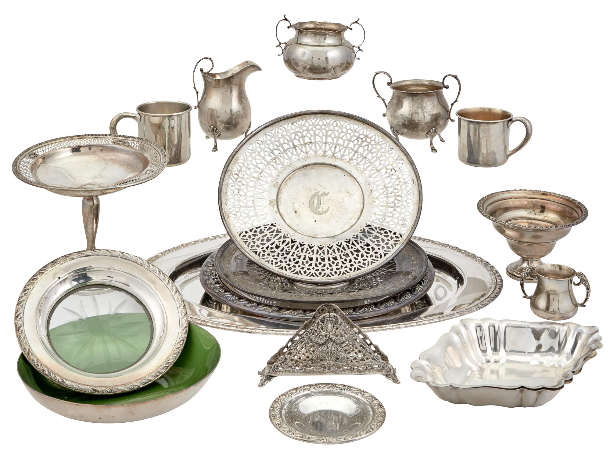 Lot image - Group of Sterling Silver Table Articles