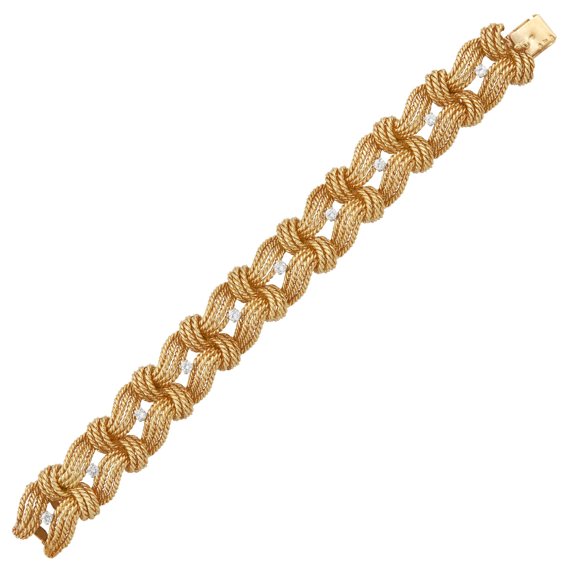 Lot image - Gold and Diamond Rope Twist Bracelet, Van Cleef & Arpels, France