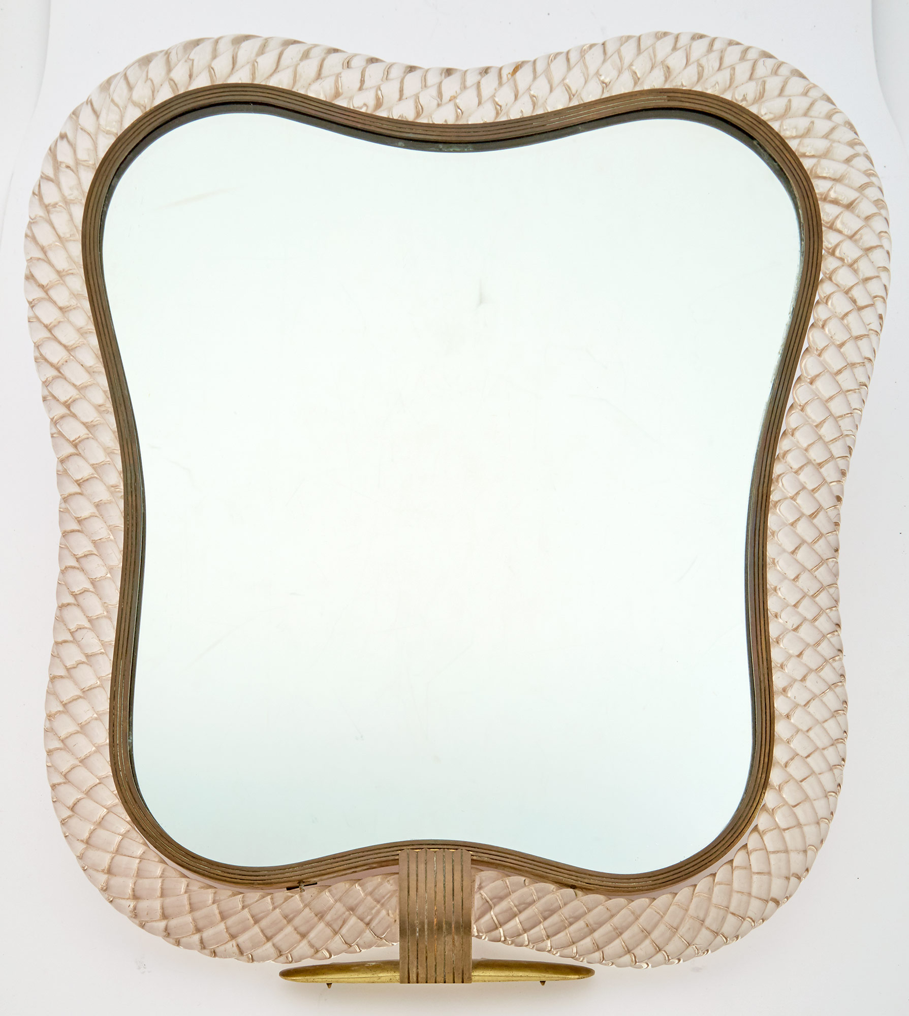 Lot image - Venini Murano Glass and Brass Table Mirror