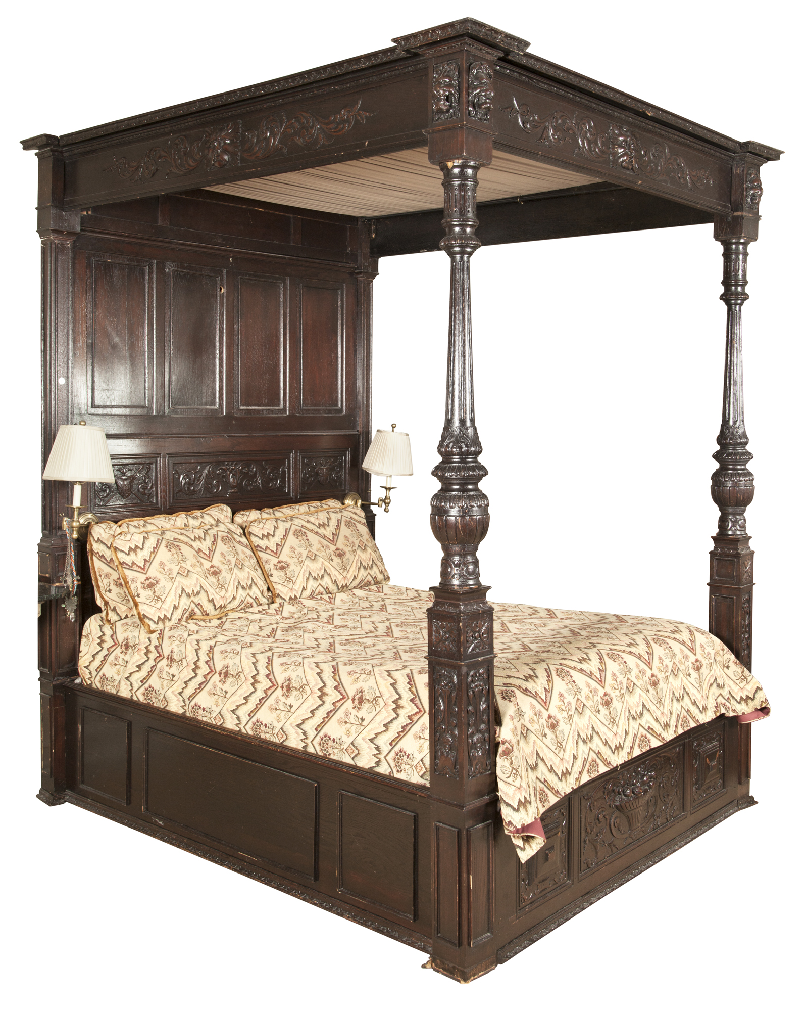 Lot image - Elizabethan Style Oak Tester Bedstead