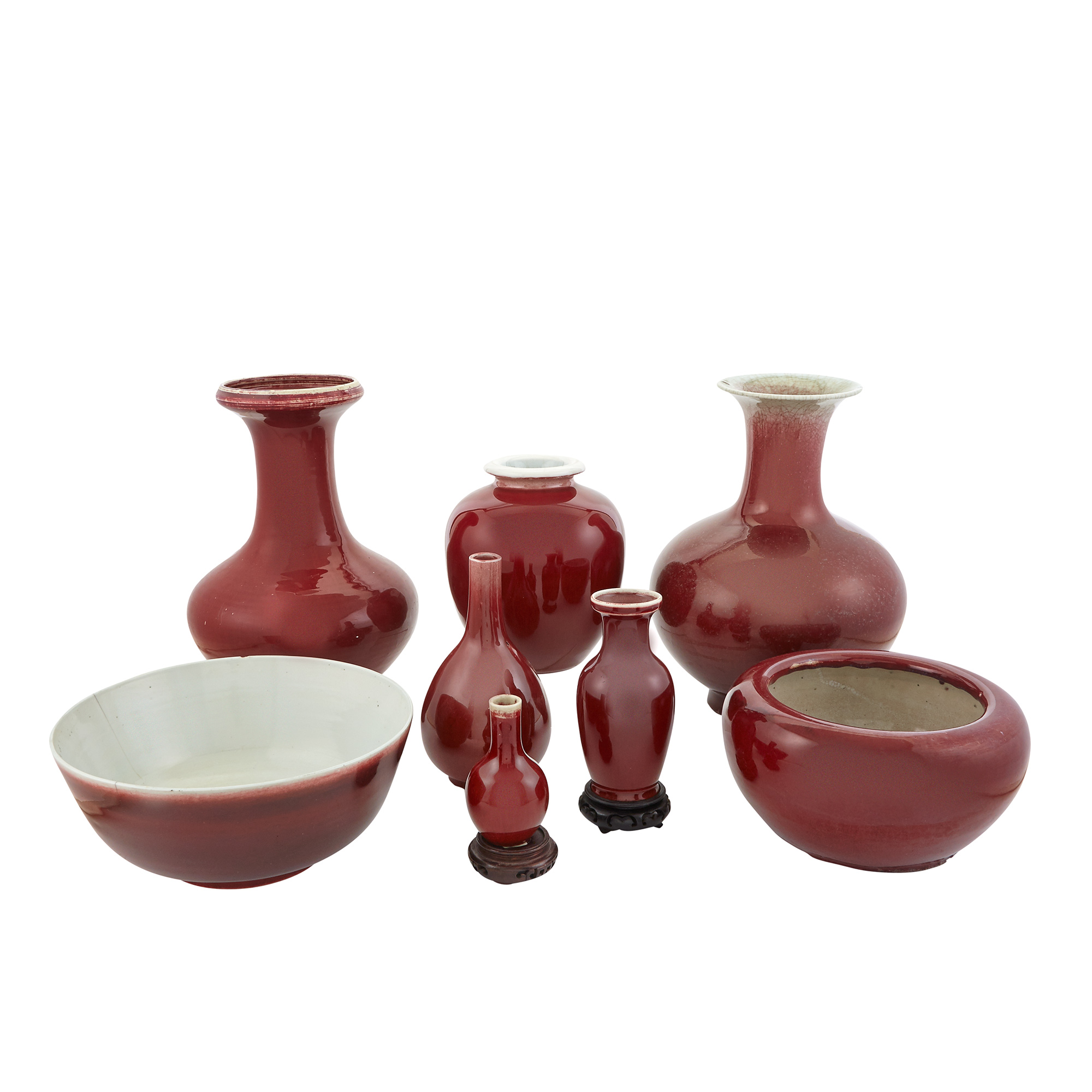 Lot image - Miscellaneous Group of Chinese Oxblood Glazed Porcelain Articles