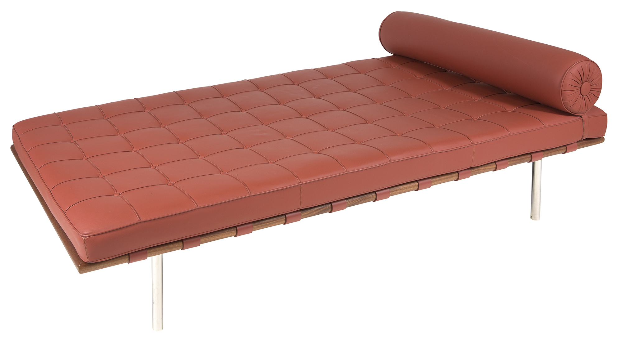 Lot image - Mies van der Rohe Red Leather and Polished Steel Barcelona