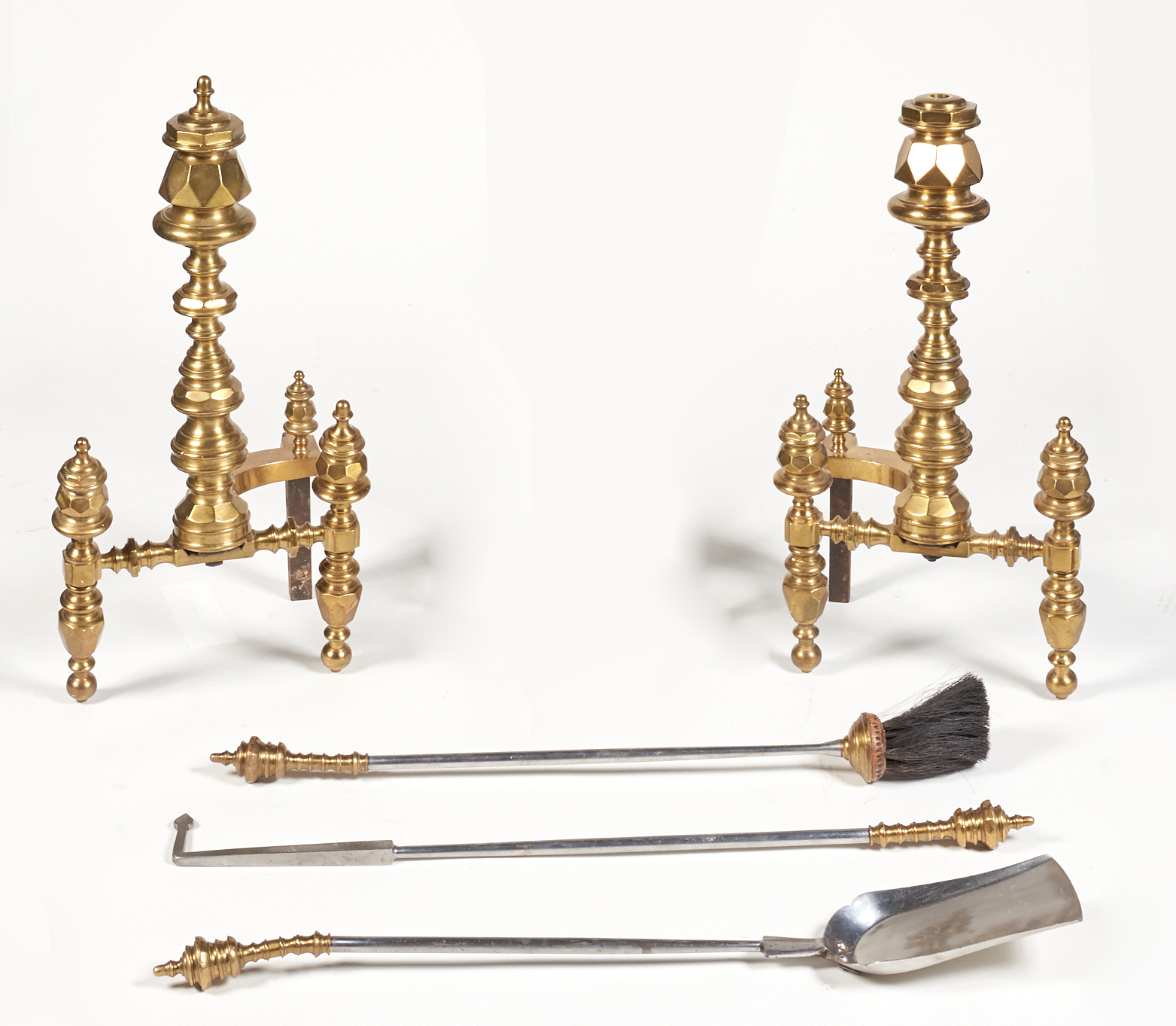 Lot image - Group of Brass and Metal Fireplace Equipment