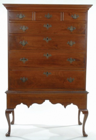 Lot image - Queen Anne Walnut Chest on Frame